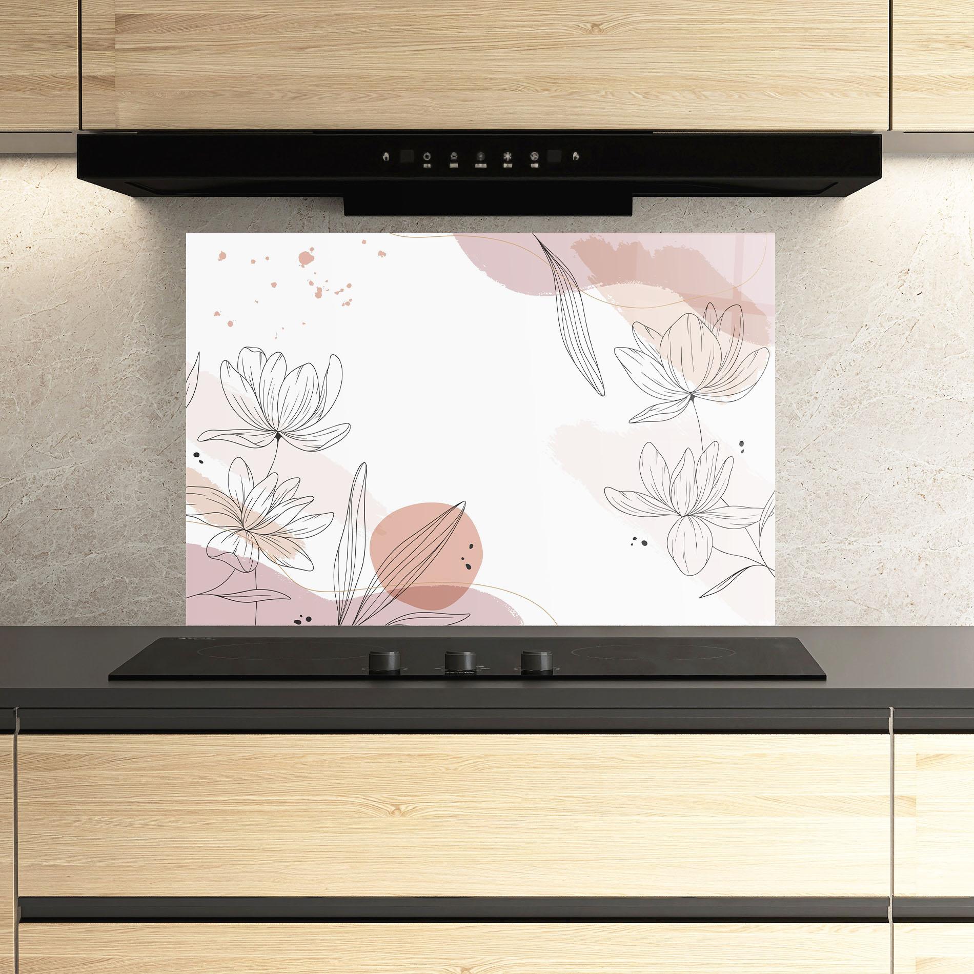 Küchenrückwand Glas Black Pink Line mockup 3