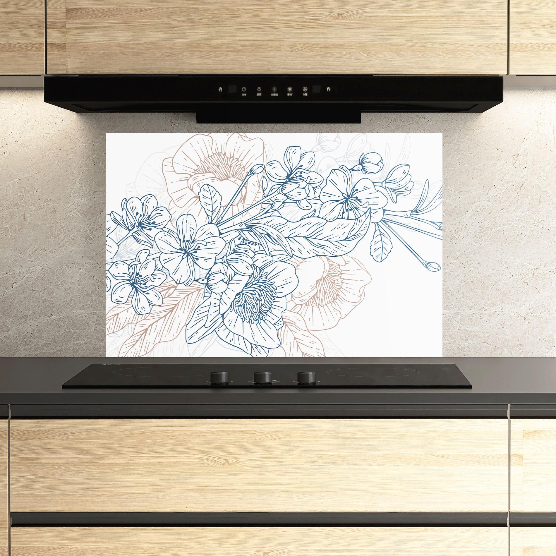 Küchenrückwand Glas Blue Cream Line mockup 3