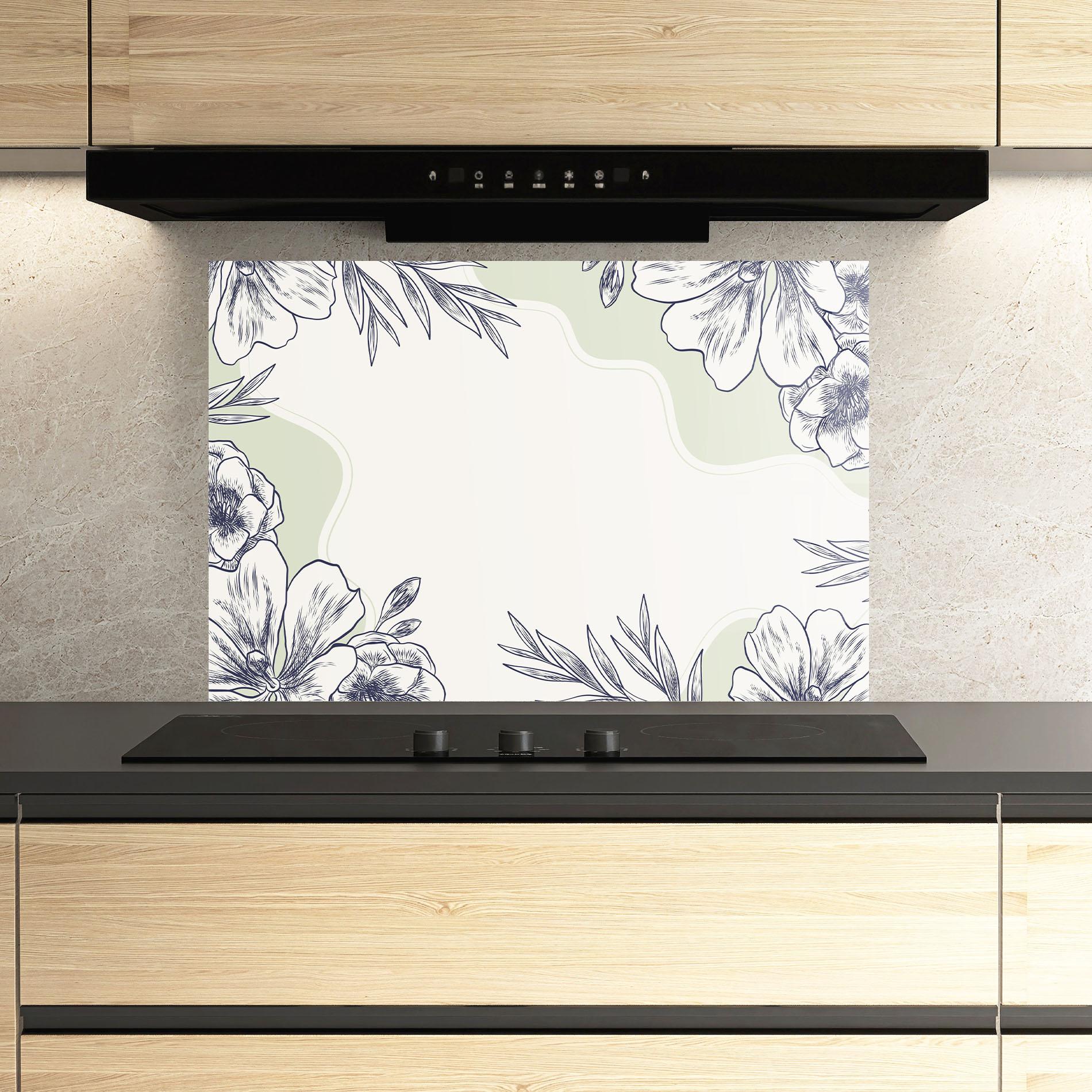 Küchenrückwand Glas Blue Line Green mockup 3