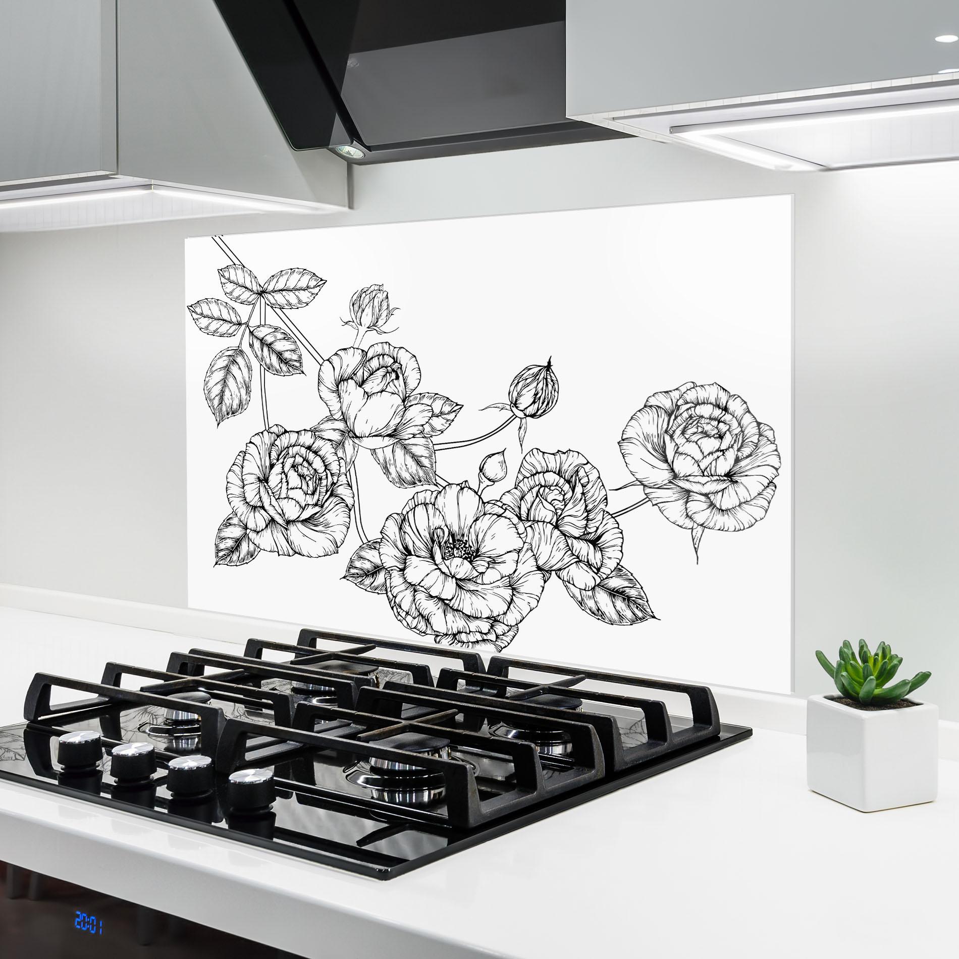Küchenrückwand Glas Big Roses Line mockup 6