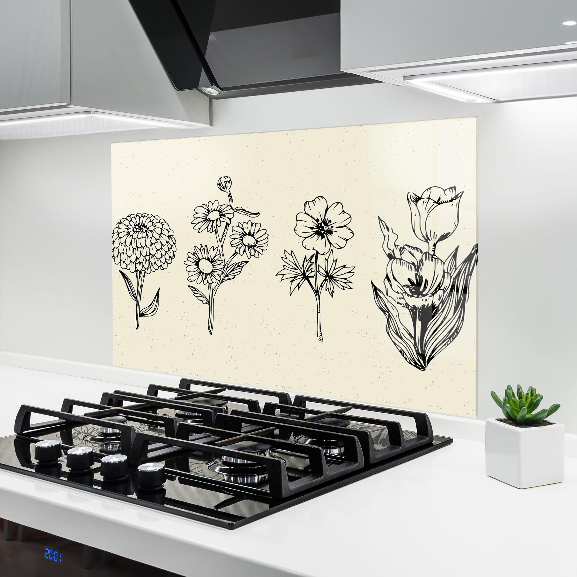 Küchenrückwand Glas Black Line Cream mockup 6