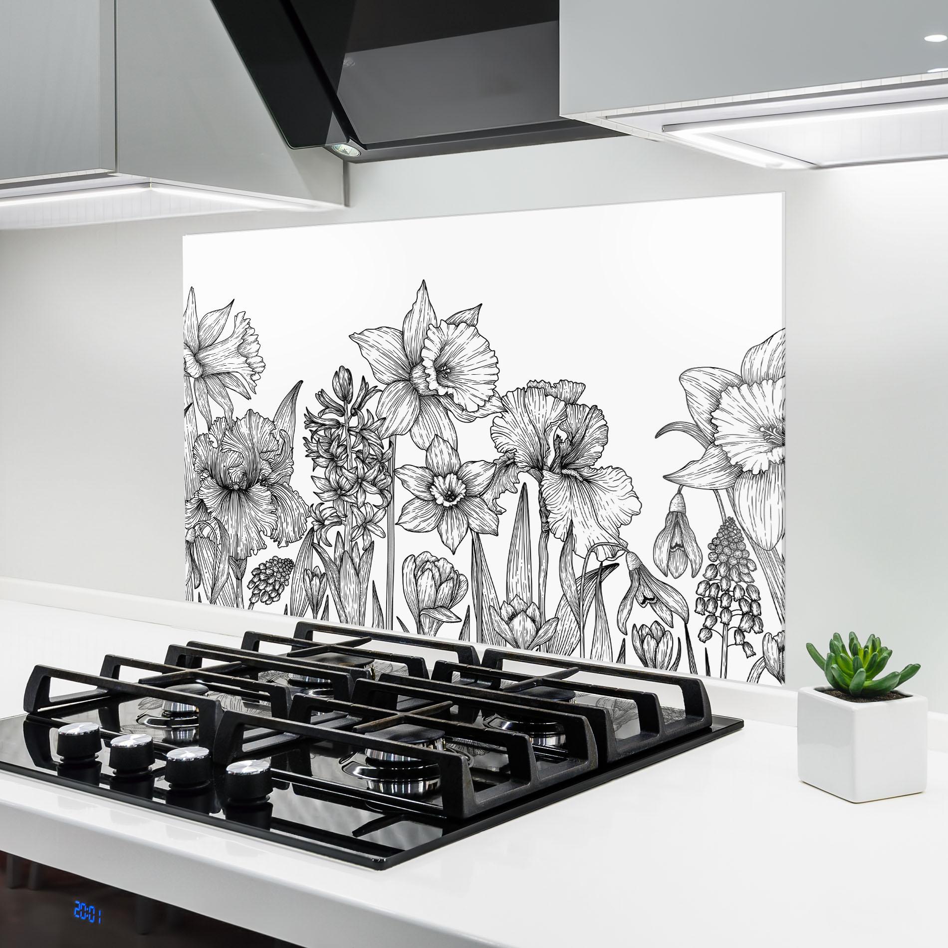 Küchenrückwand Glas Black Line Plant mockup 6