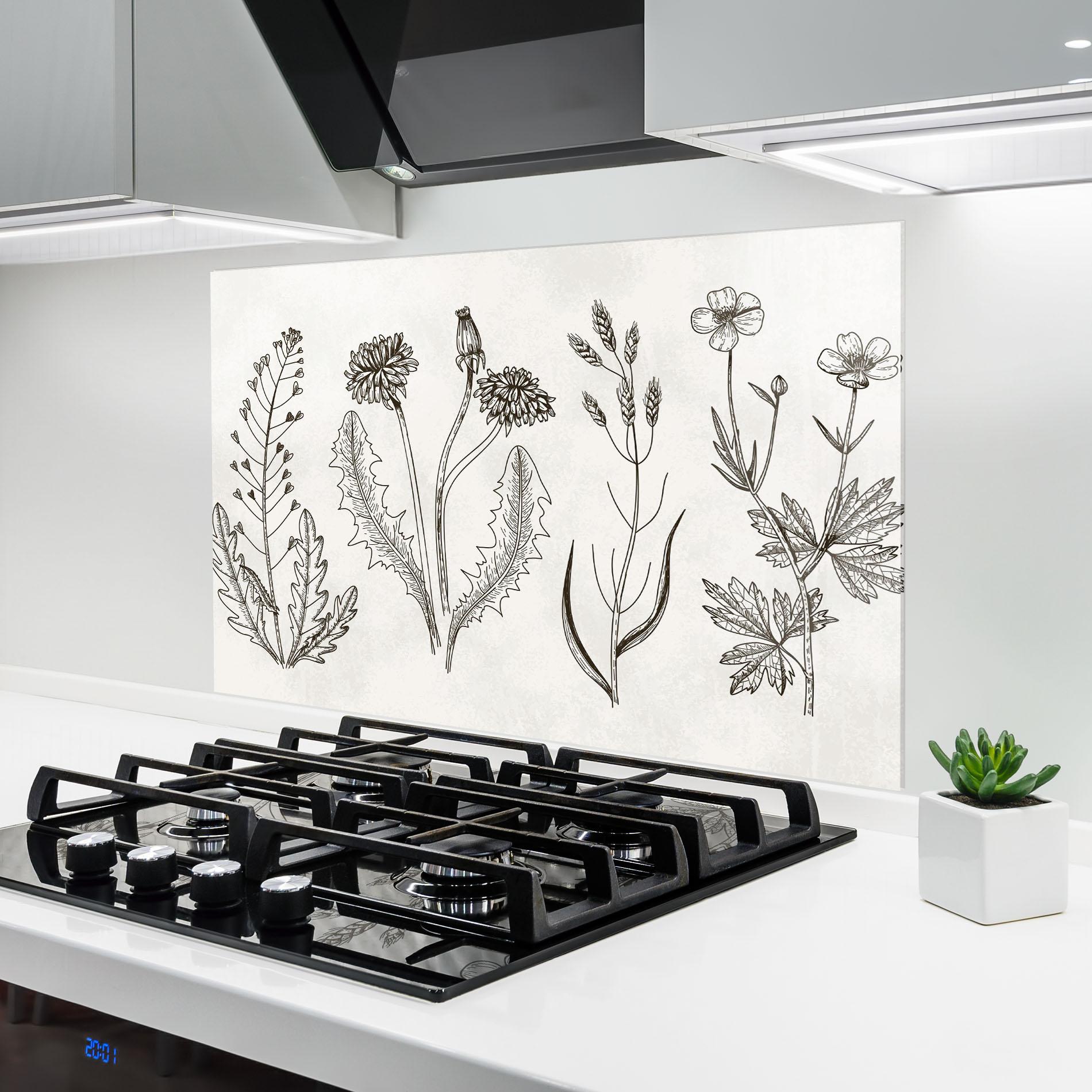 Küchenrückwand Glas Black Line White mockup 6