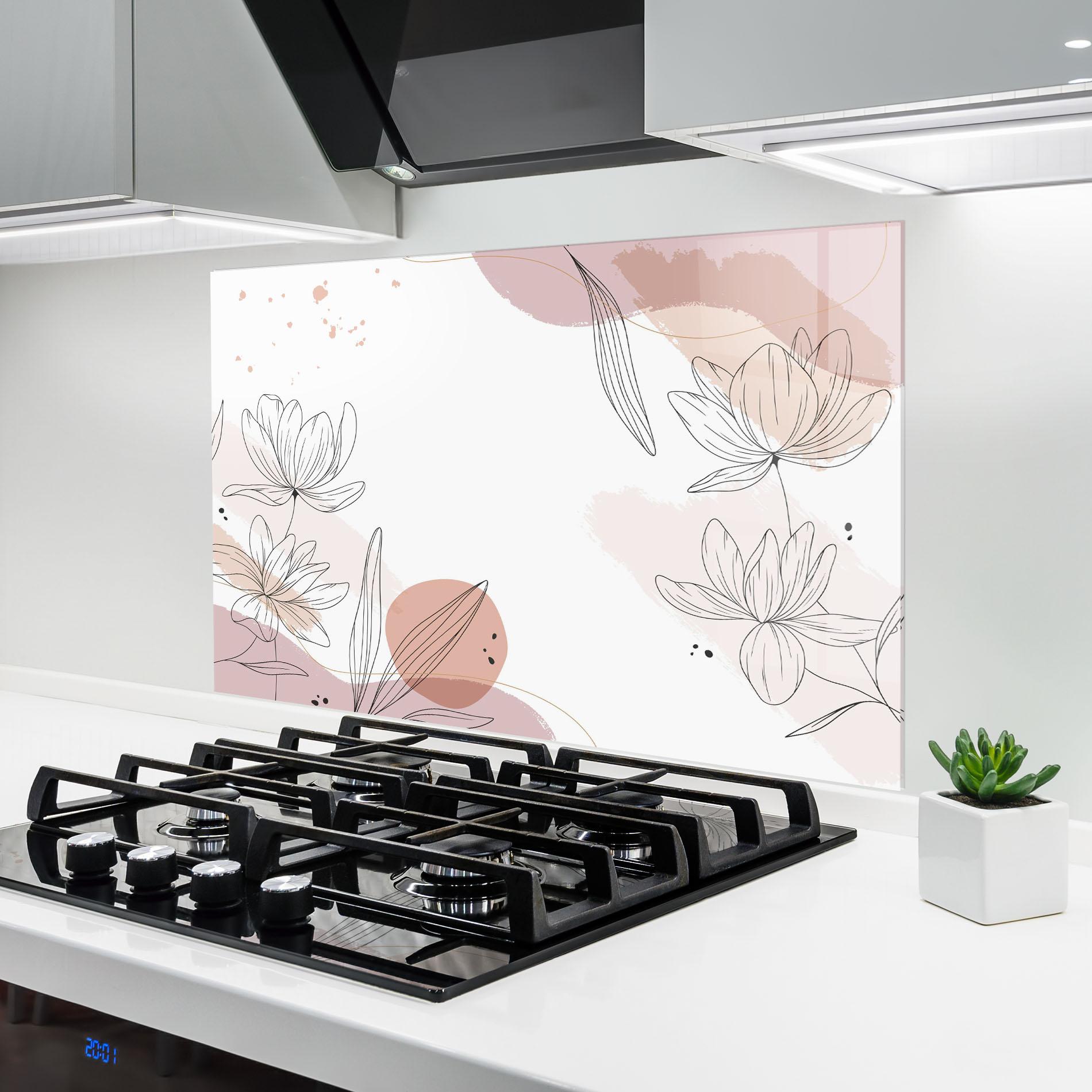 Küchenrückwand Glas Black Pink Line mockup 6