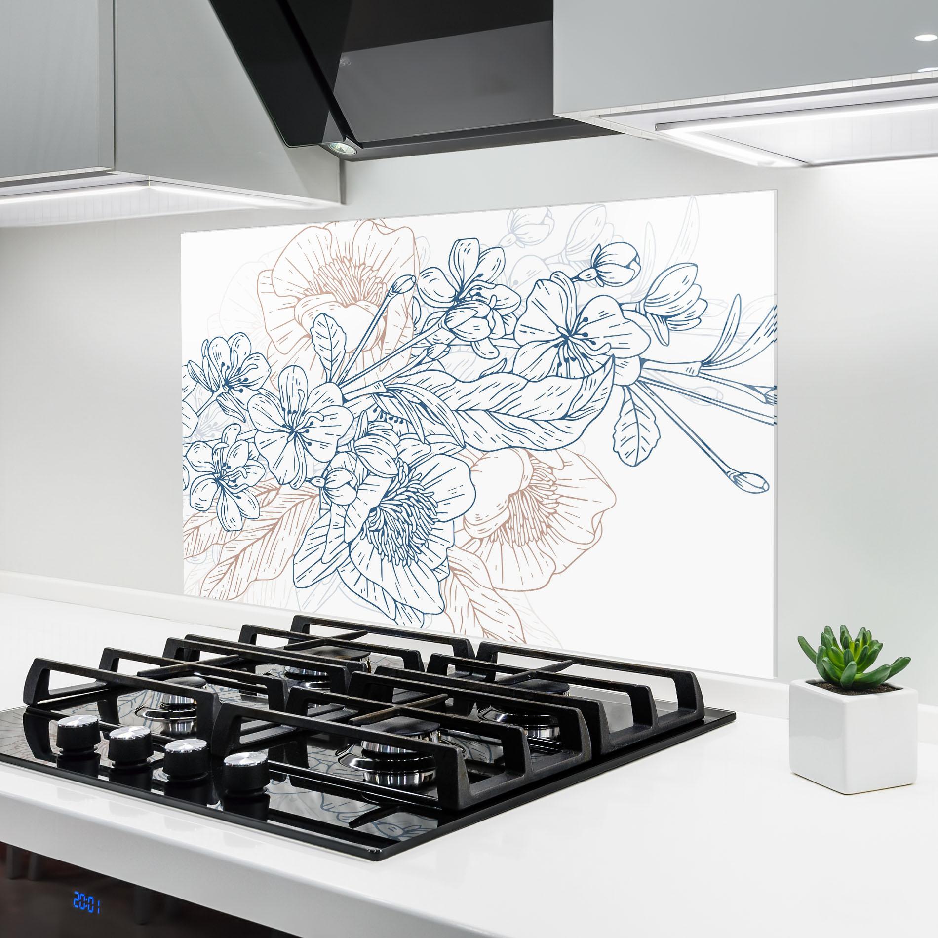 Küchenrückwand Glas Blue Cream Line mockup 6