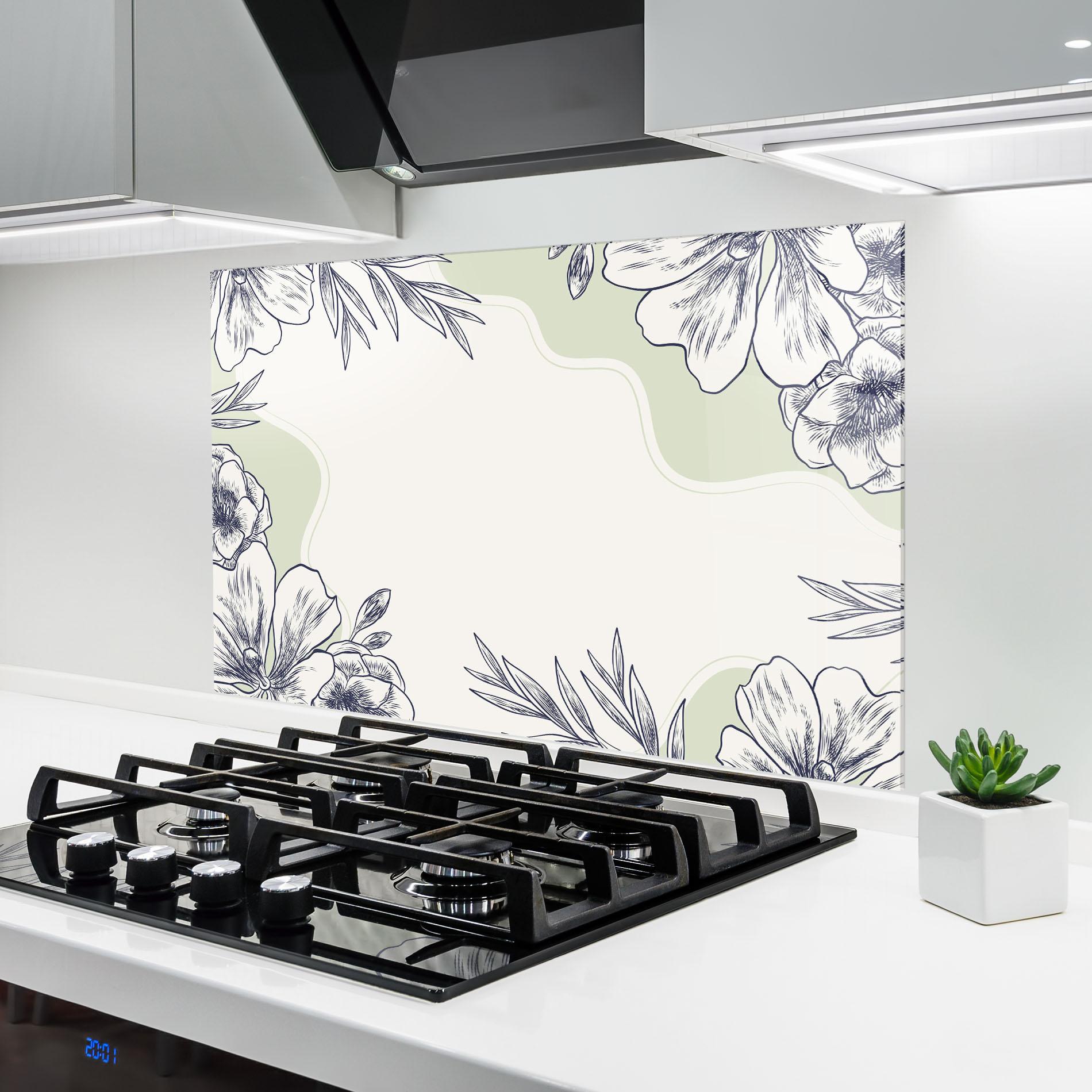 Küchenrückwand Glas Blue Line Green mockup 6