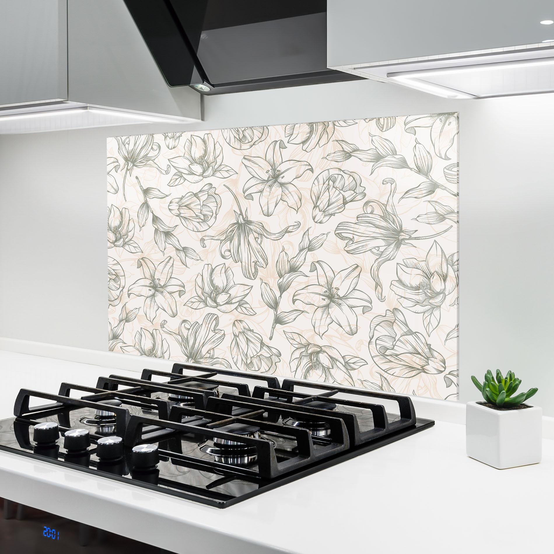 Küchenrückwand Glas Cream Grey Line mockup 6