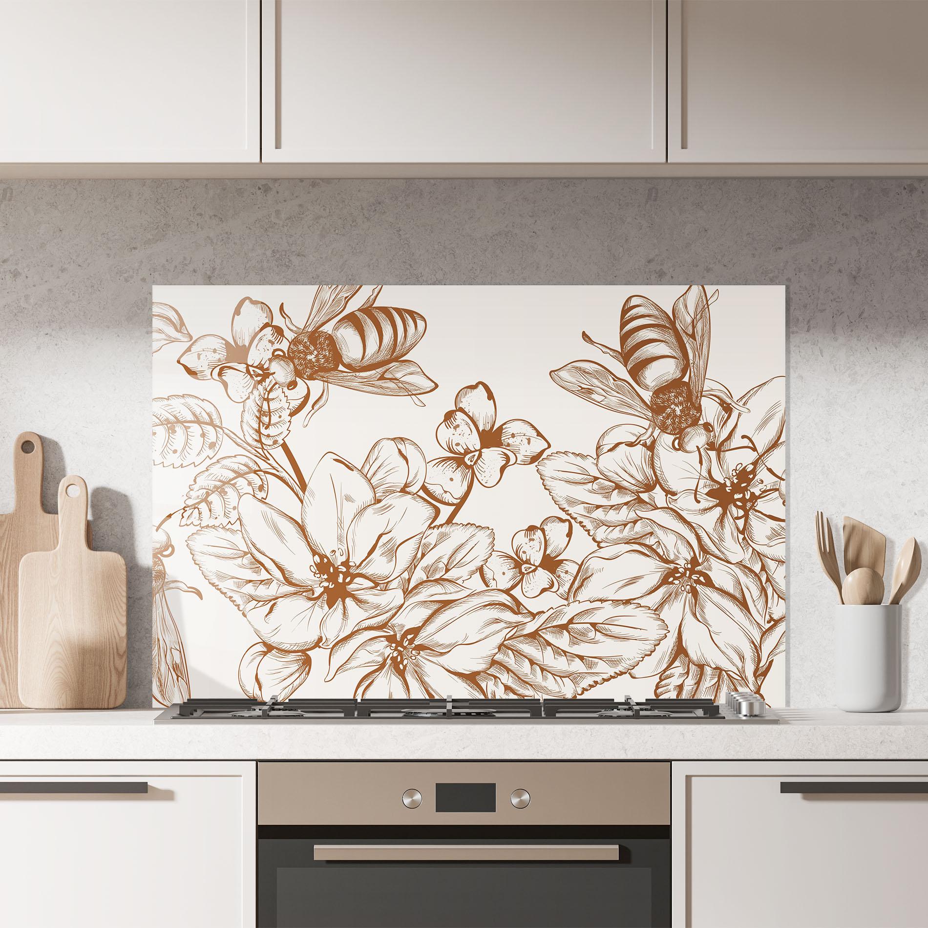 Küchenrückwand Glas Bee Flower Line mockup 7