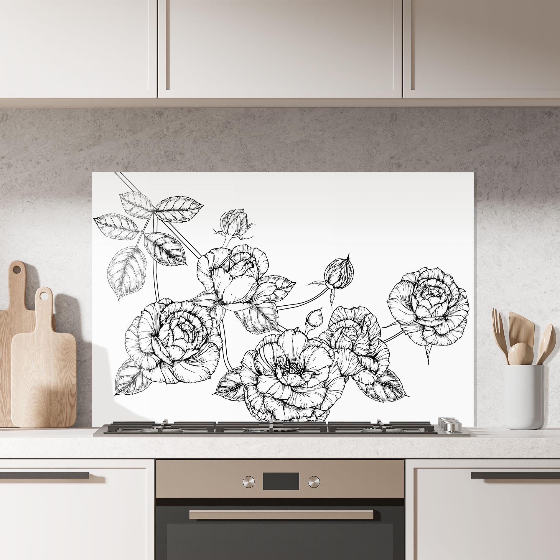 Küchenrückwand Glas Big Roses Line mockup 7