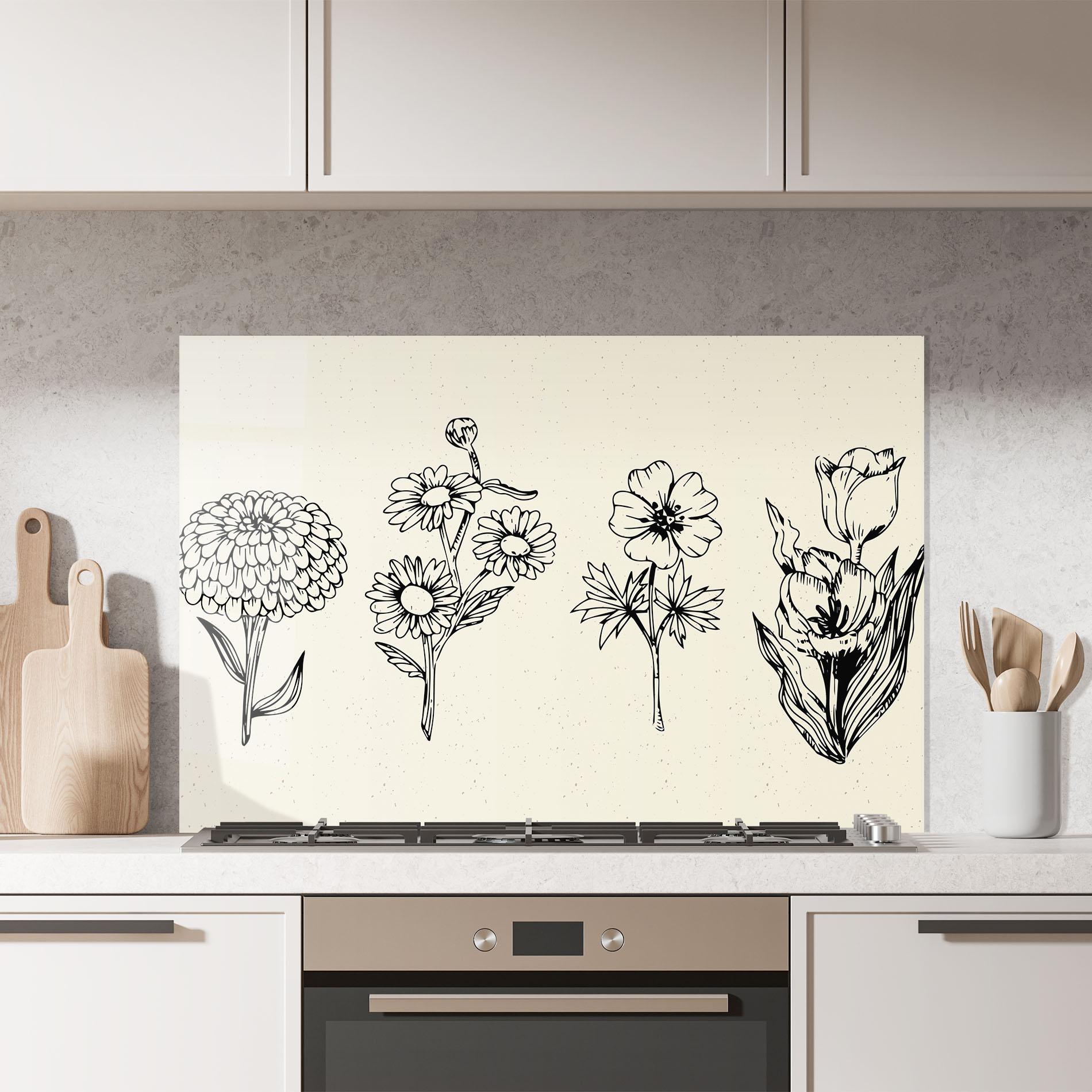 Küchenrückwand Glas Black Line Cream mockup 7