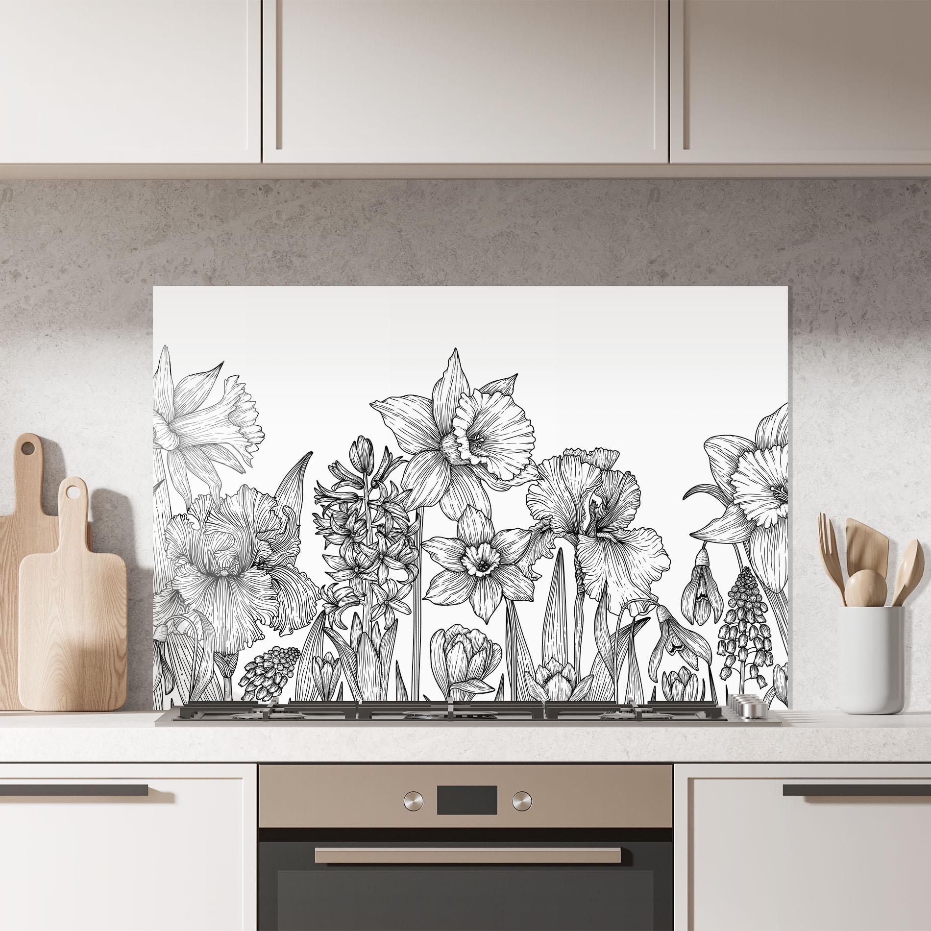 Küchenrückwand Glas Black Line Plant mockup 7