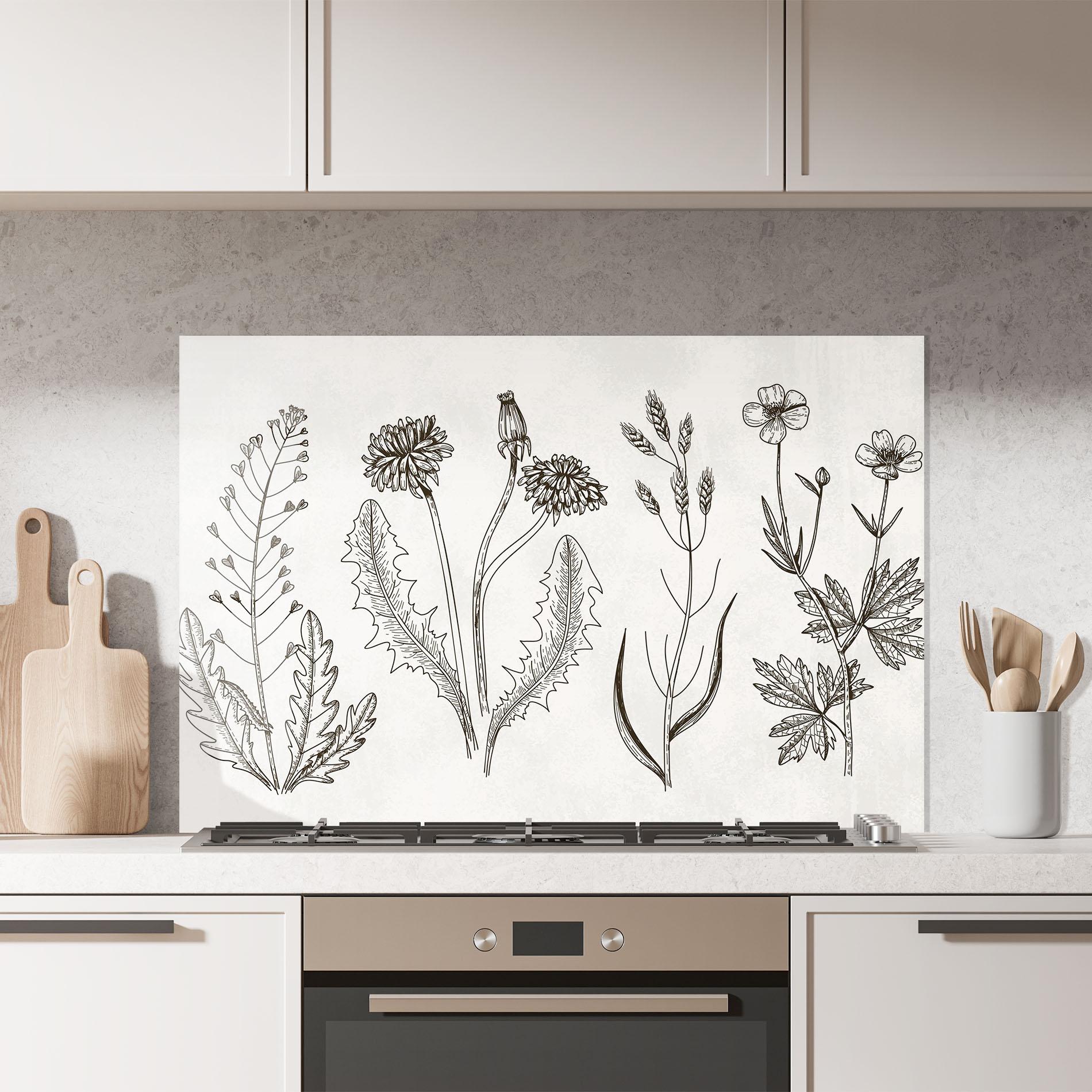 Küchenrückwand Glas Black Line White mockup 7