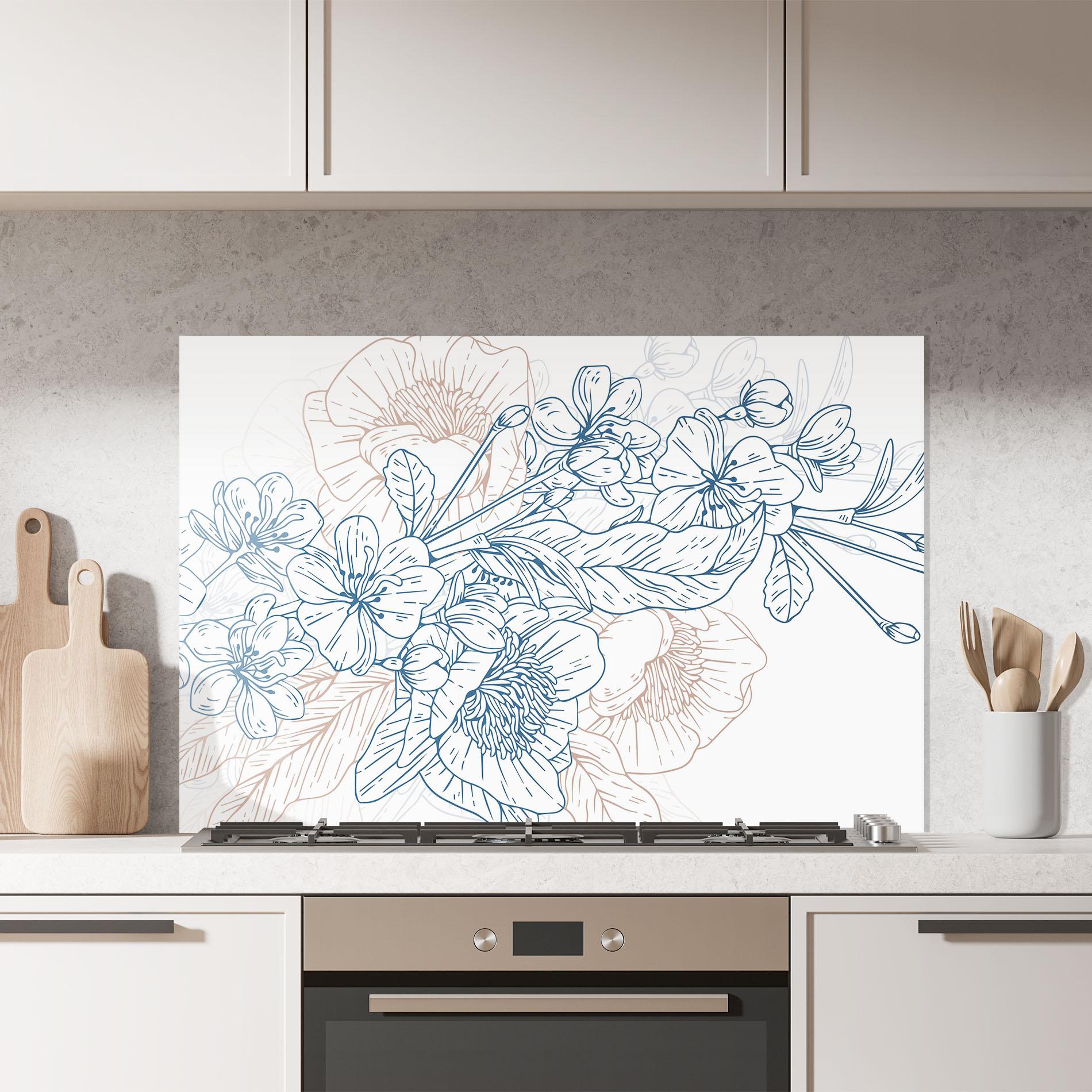 Küchenrückwand Glas Blue Cream Line mockup 7