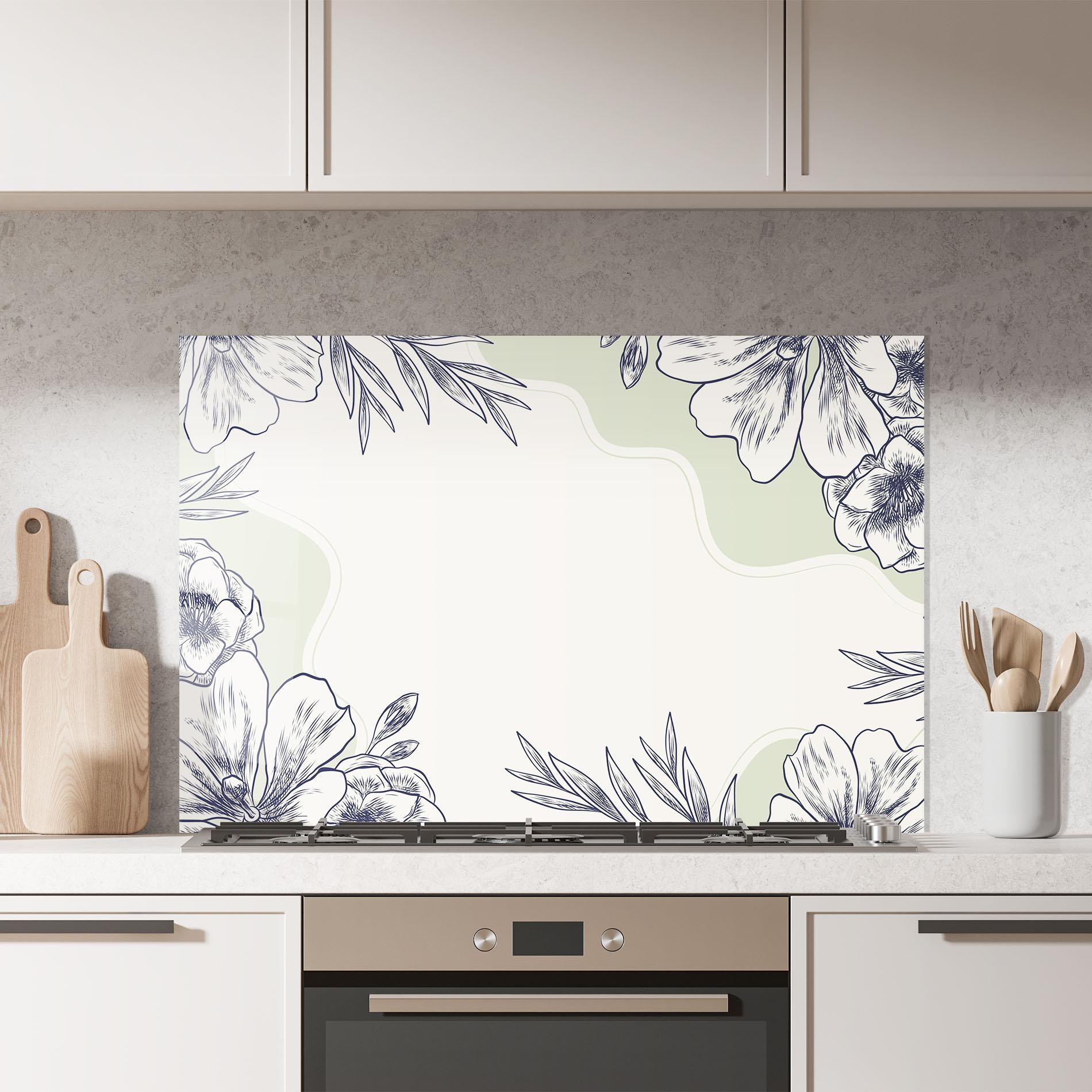 Küchenrückwand Glas Blue Line Green mockup 7