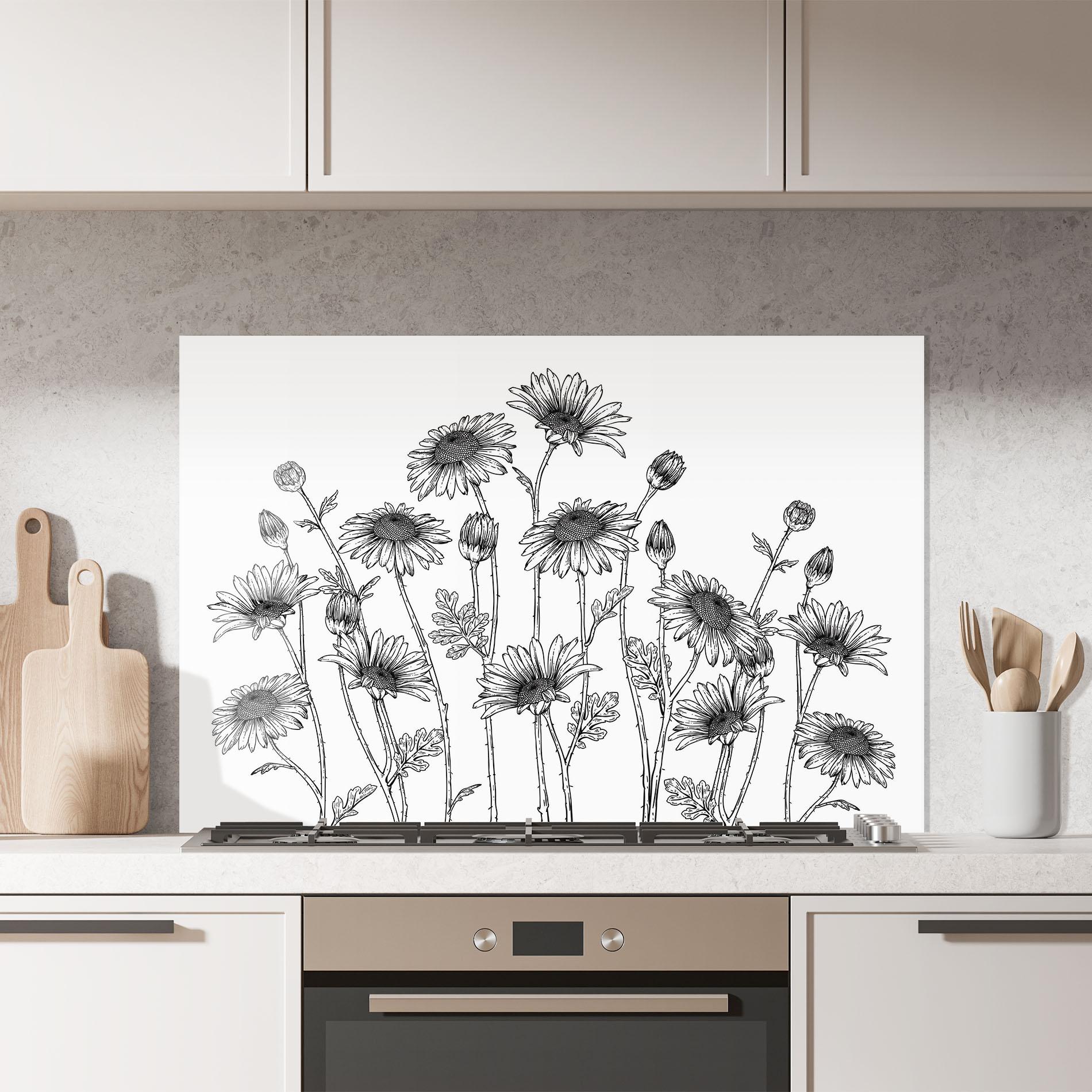 Küchenrückwand Glas Daisy Black Line mockup 7