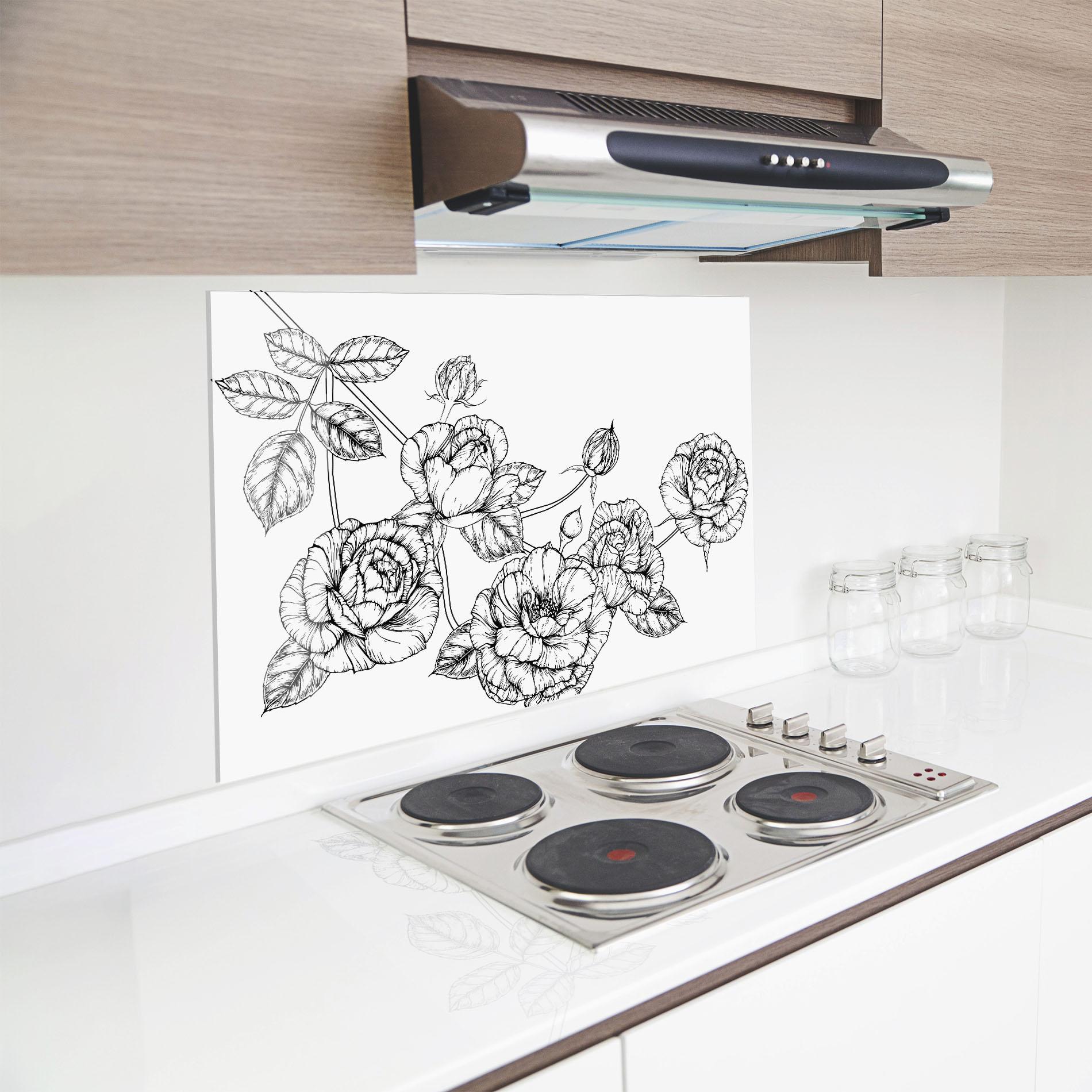 Küchenrückwand Glas Big Roses Line mockup 8