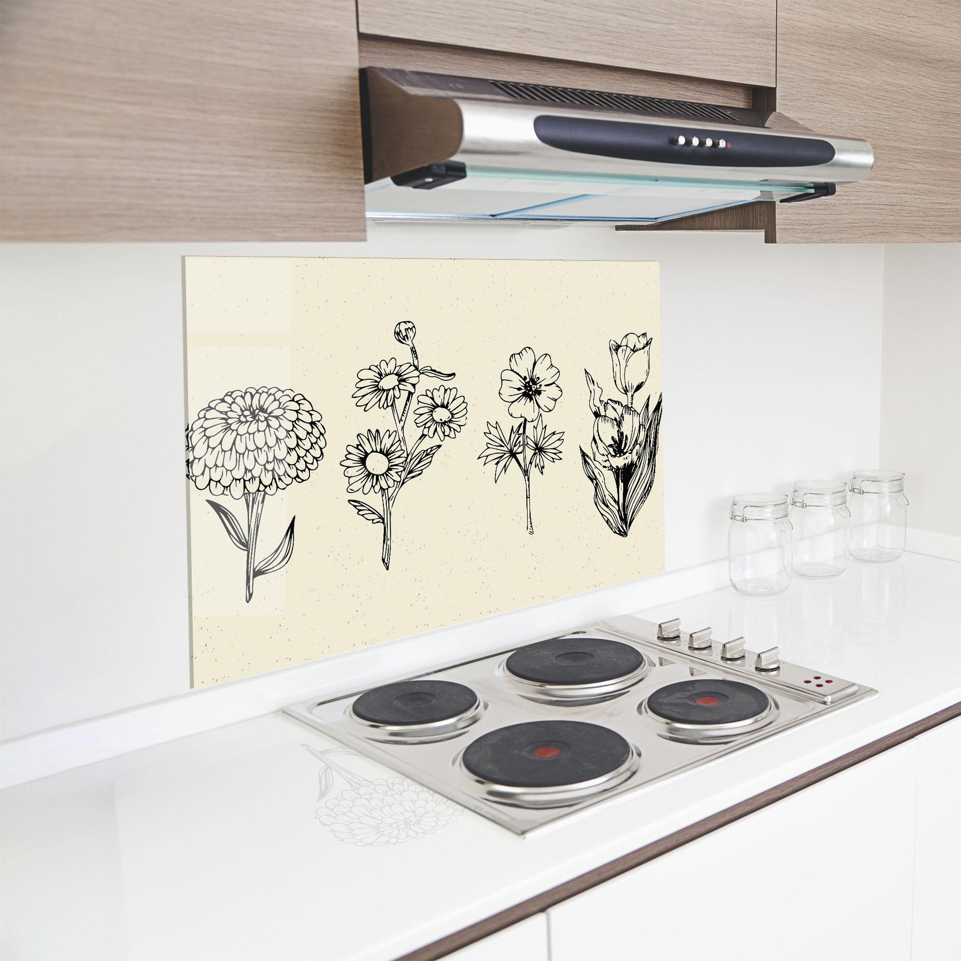 Küchenrückwand Glas Black Line Cream mockup 8