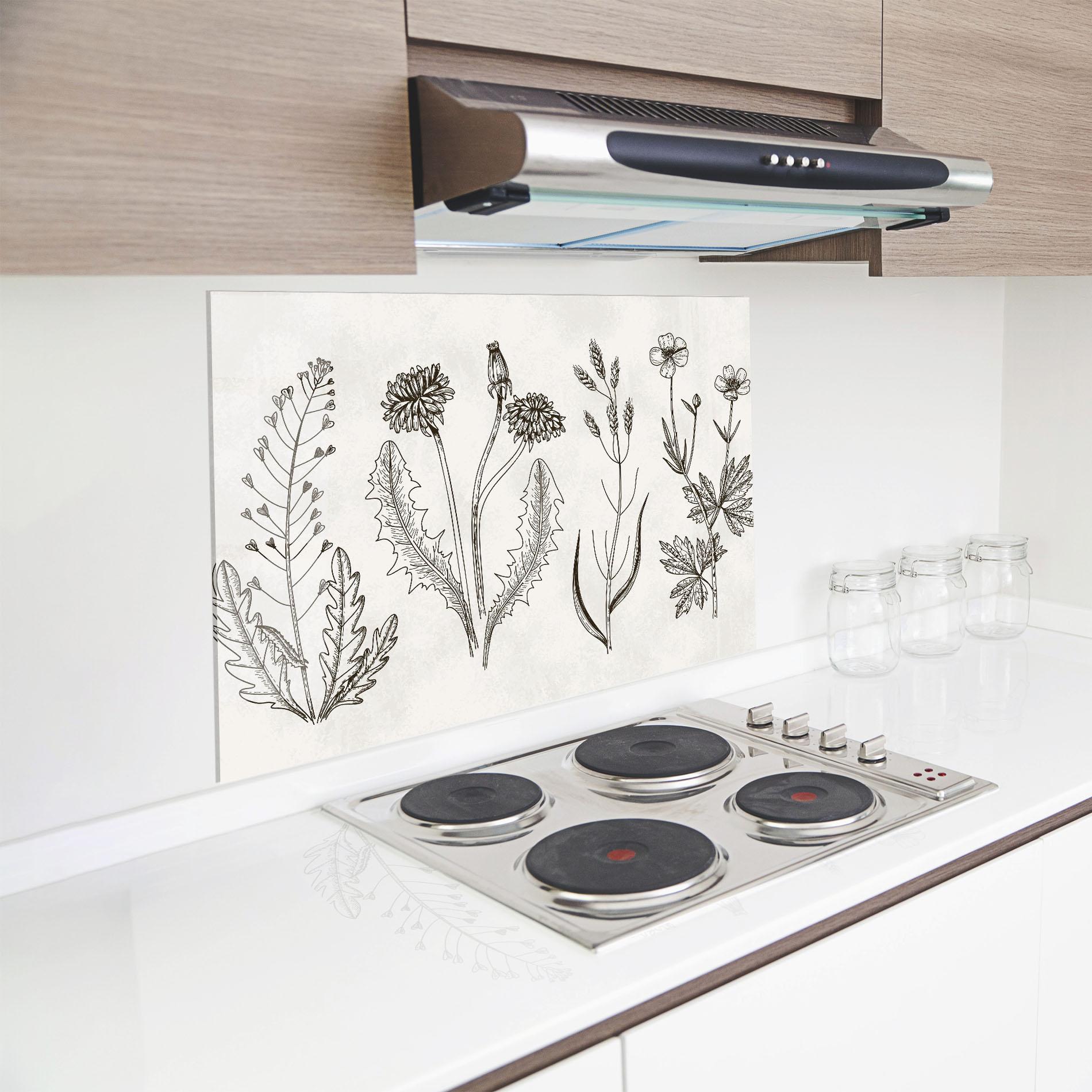 Küchenrückwand Glas Black Line White mockup 8