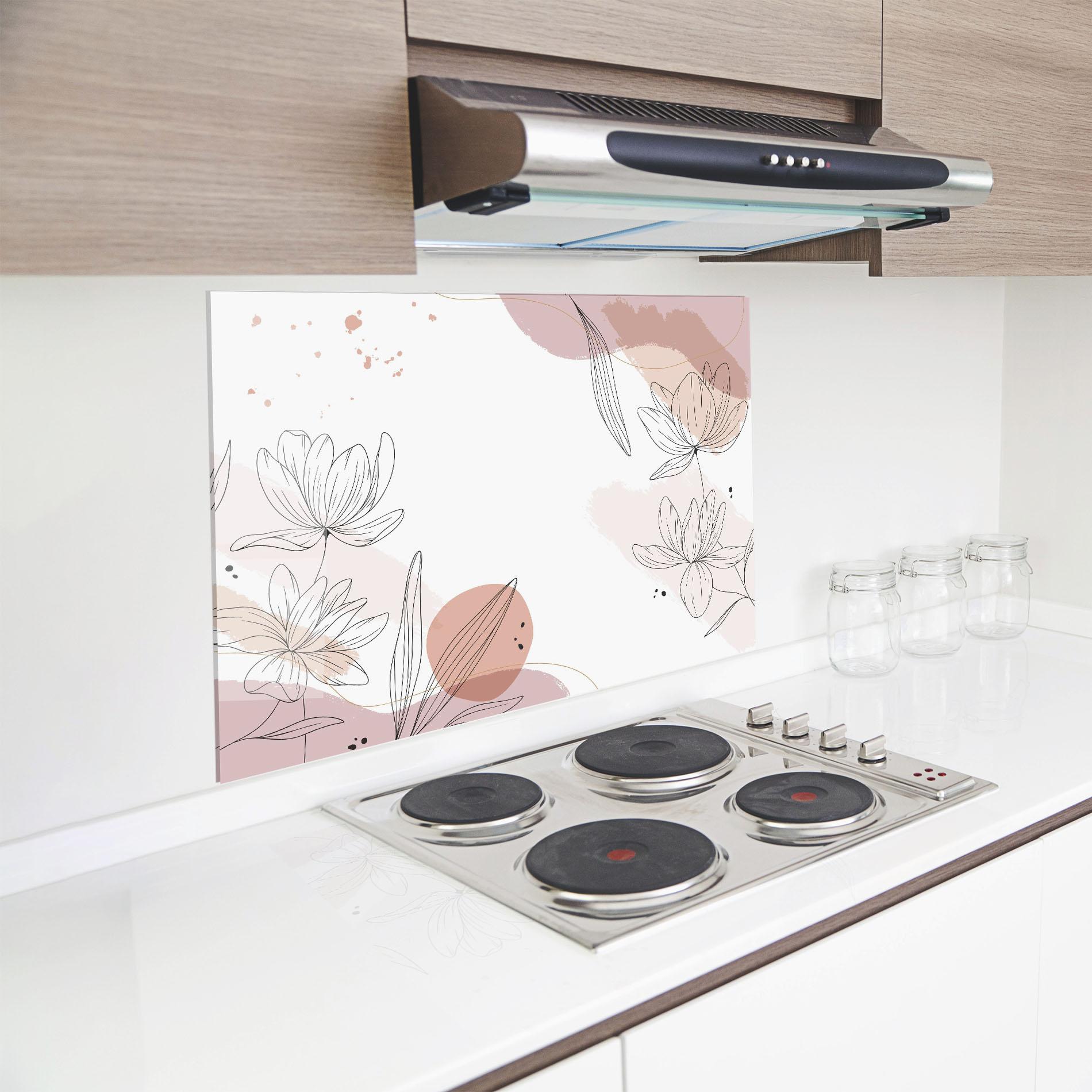 Küchenrückwand Glas Black Pink Line mockup 8