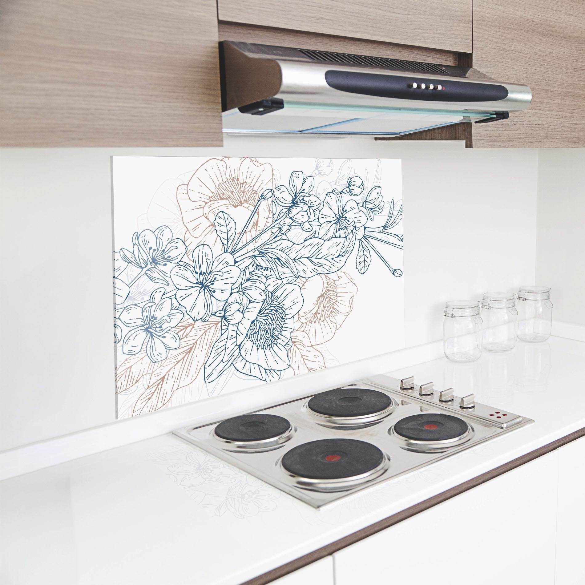 Küchenrückwand Glas Blue Cream Line mockup 8