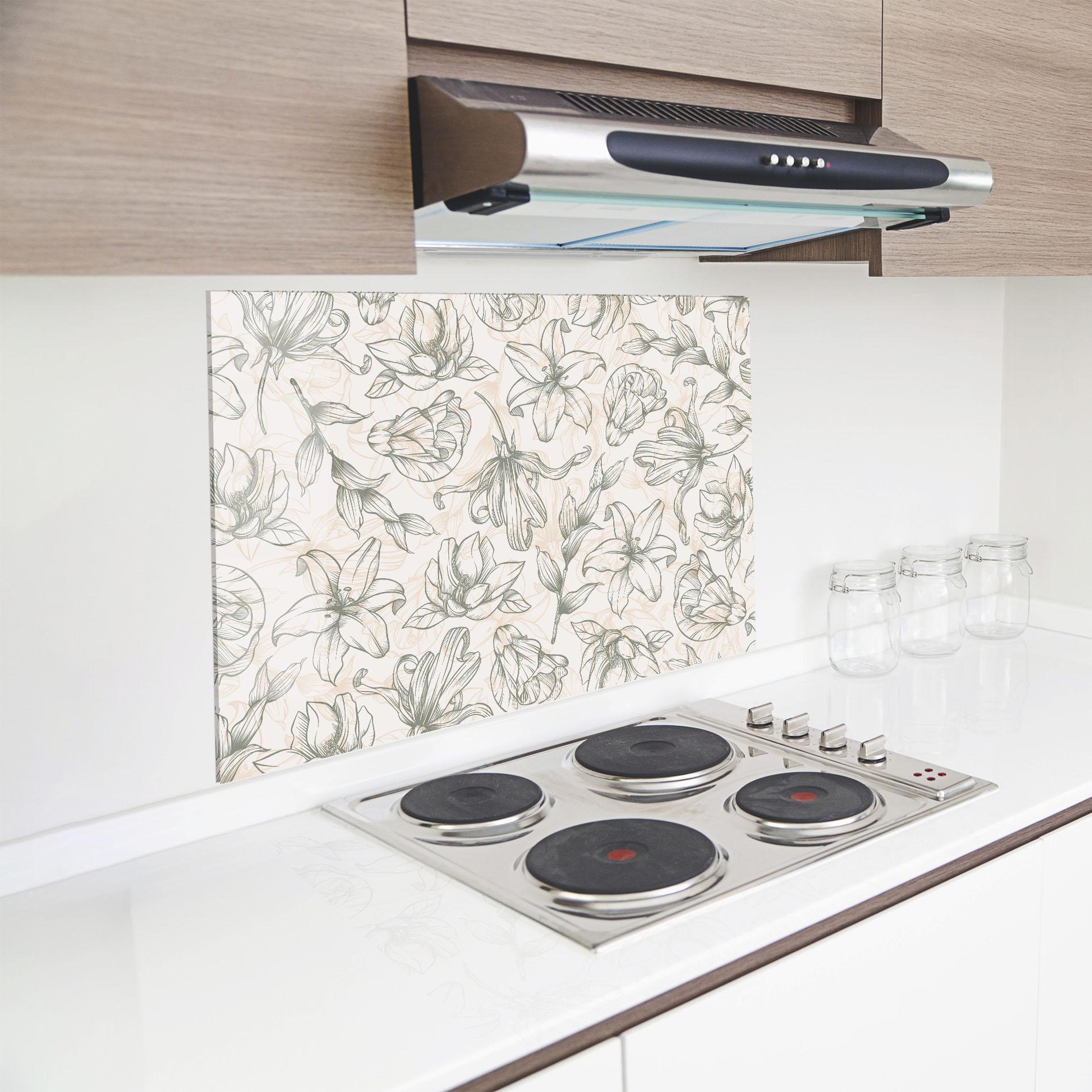 Küchenrückwand Glas Cream Grey Line mockup 8