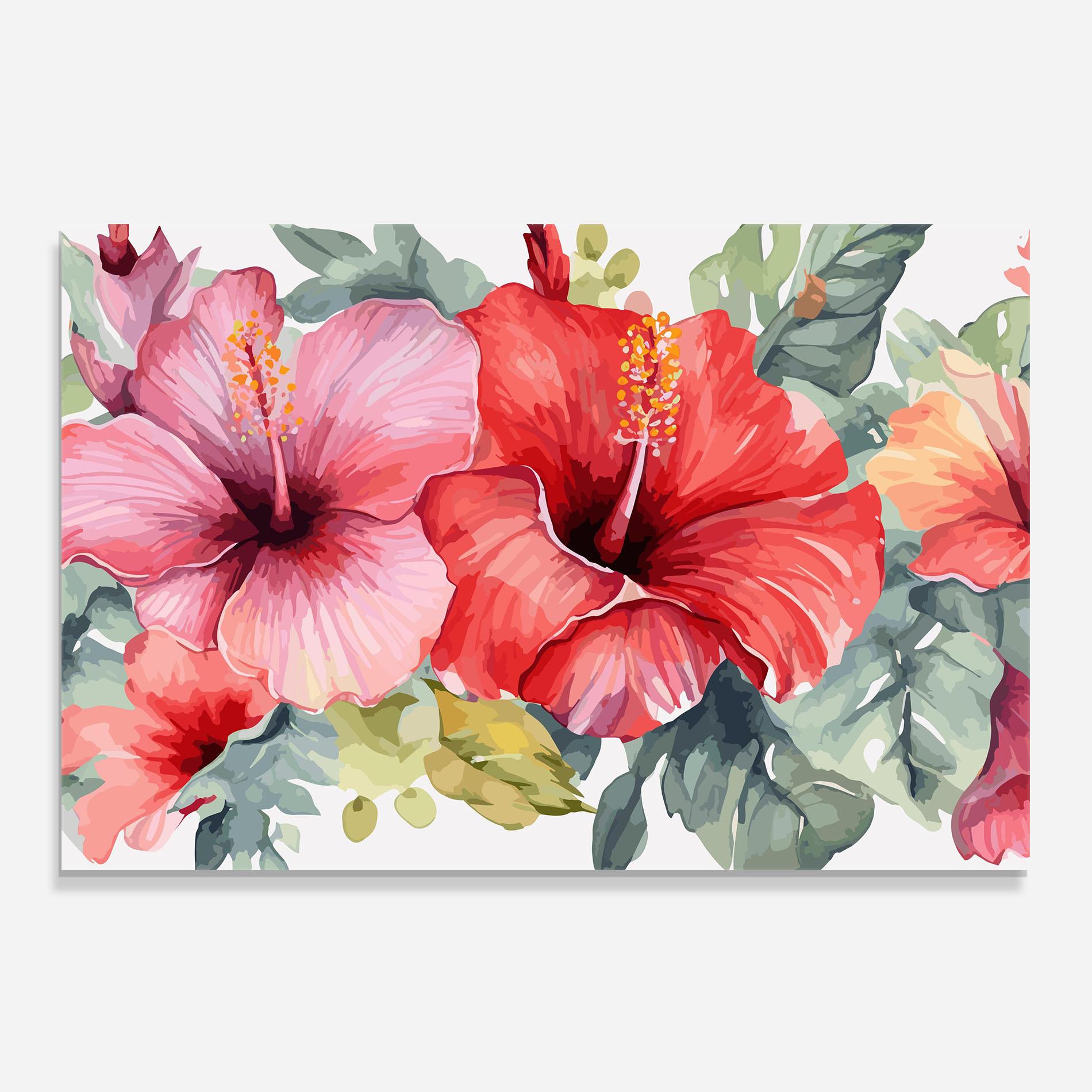 Küchenrückwand Glas Pink Red Exotic mockup 0