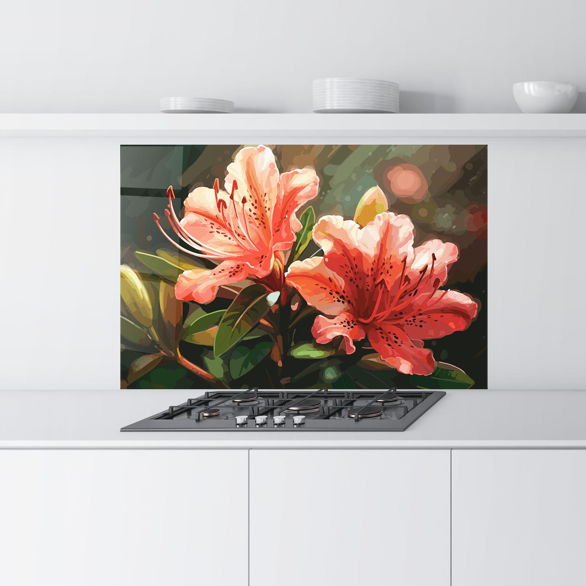 Küchenrückwand Glas Dreamy Exotic Flower mockup 9