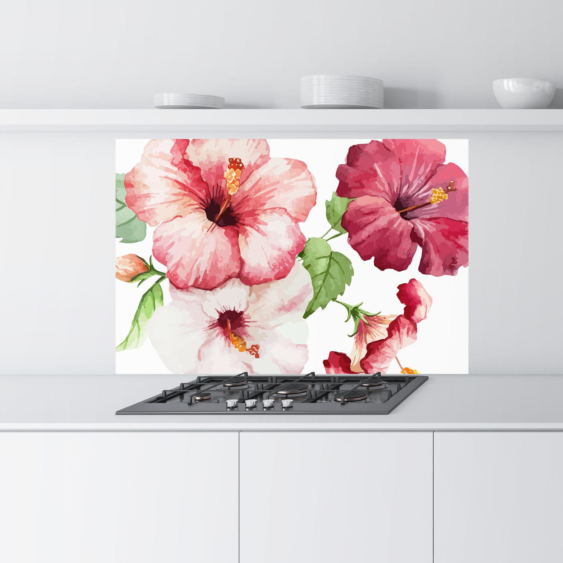 Küchenrückwand Glas Exotic Flower Paint mockup 9