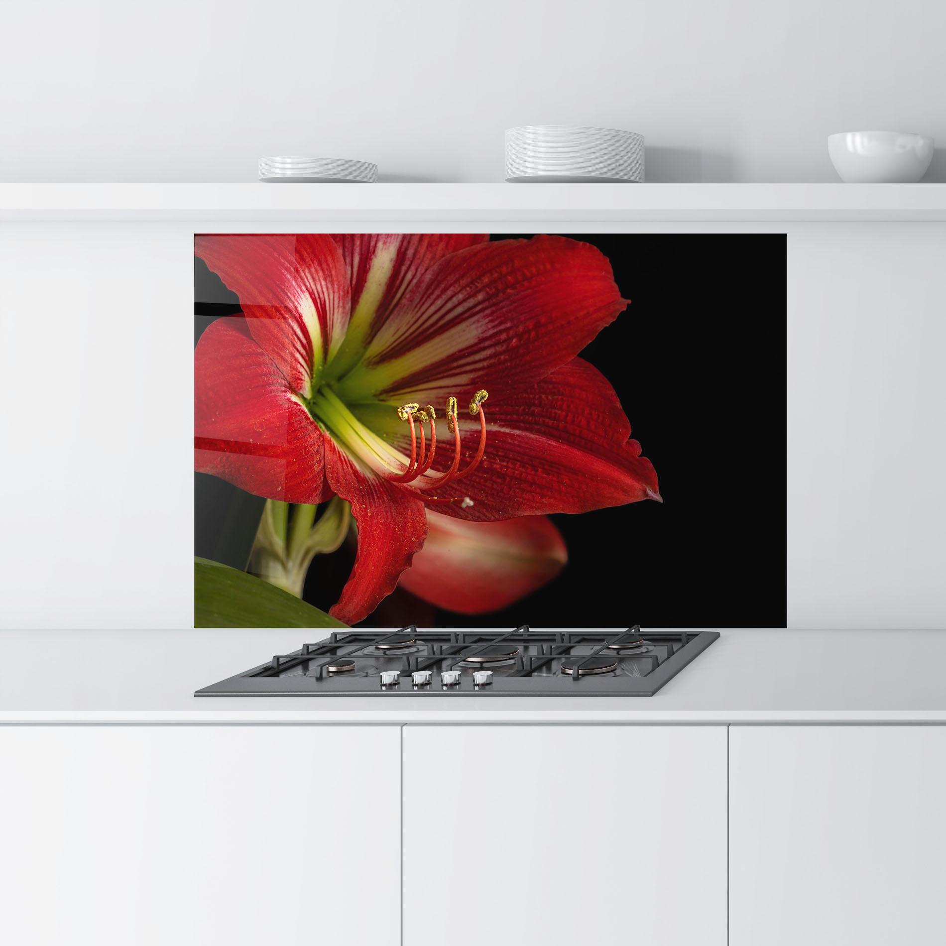 Küchenrückwand Glas Exotic Red Lily mockup 9
