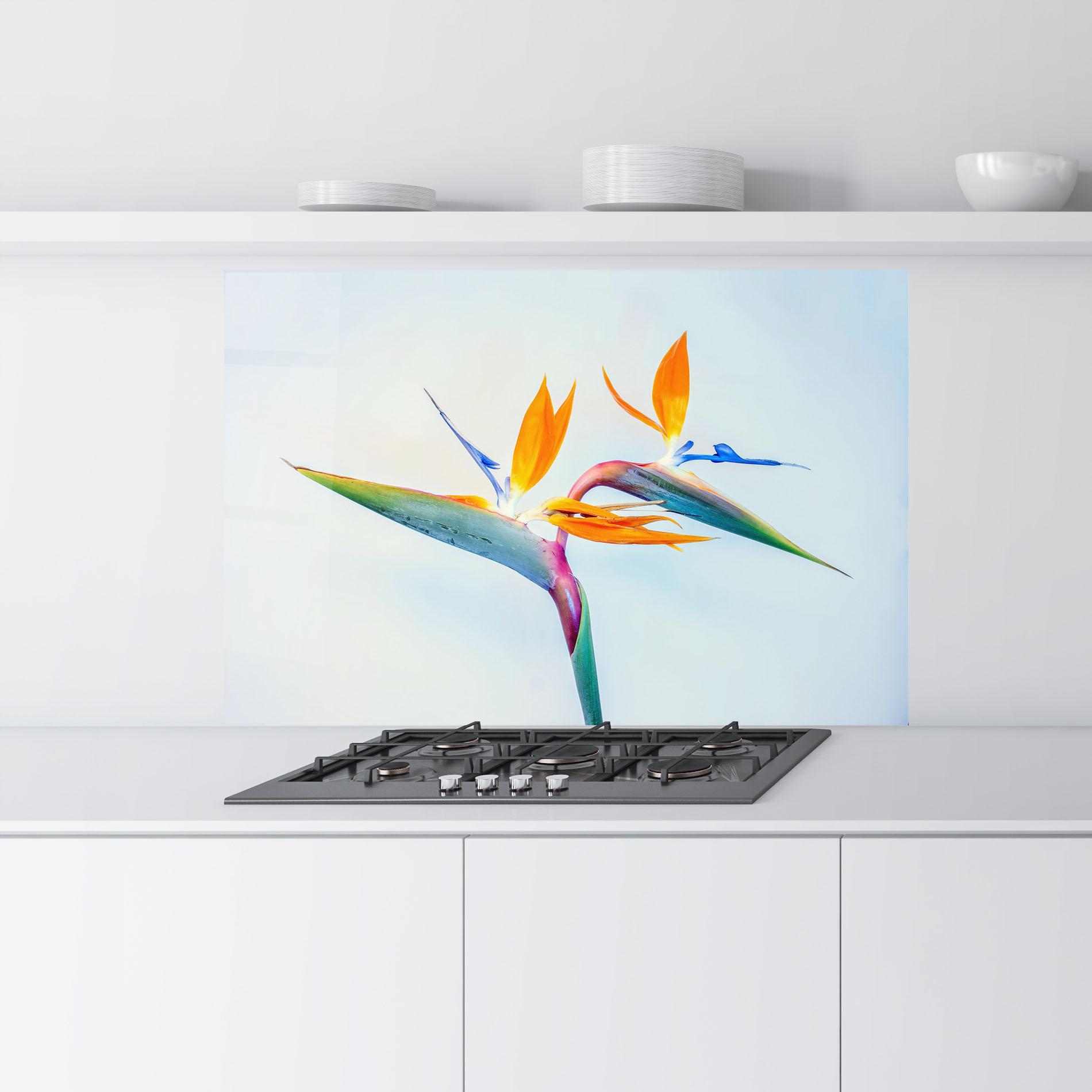 Küchenrückwand Glas Green Orange Exotic mockup 9