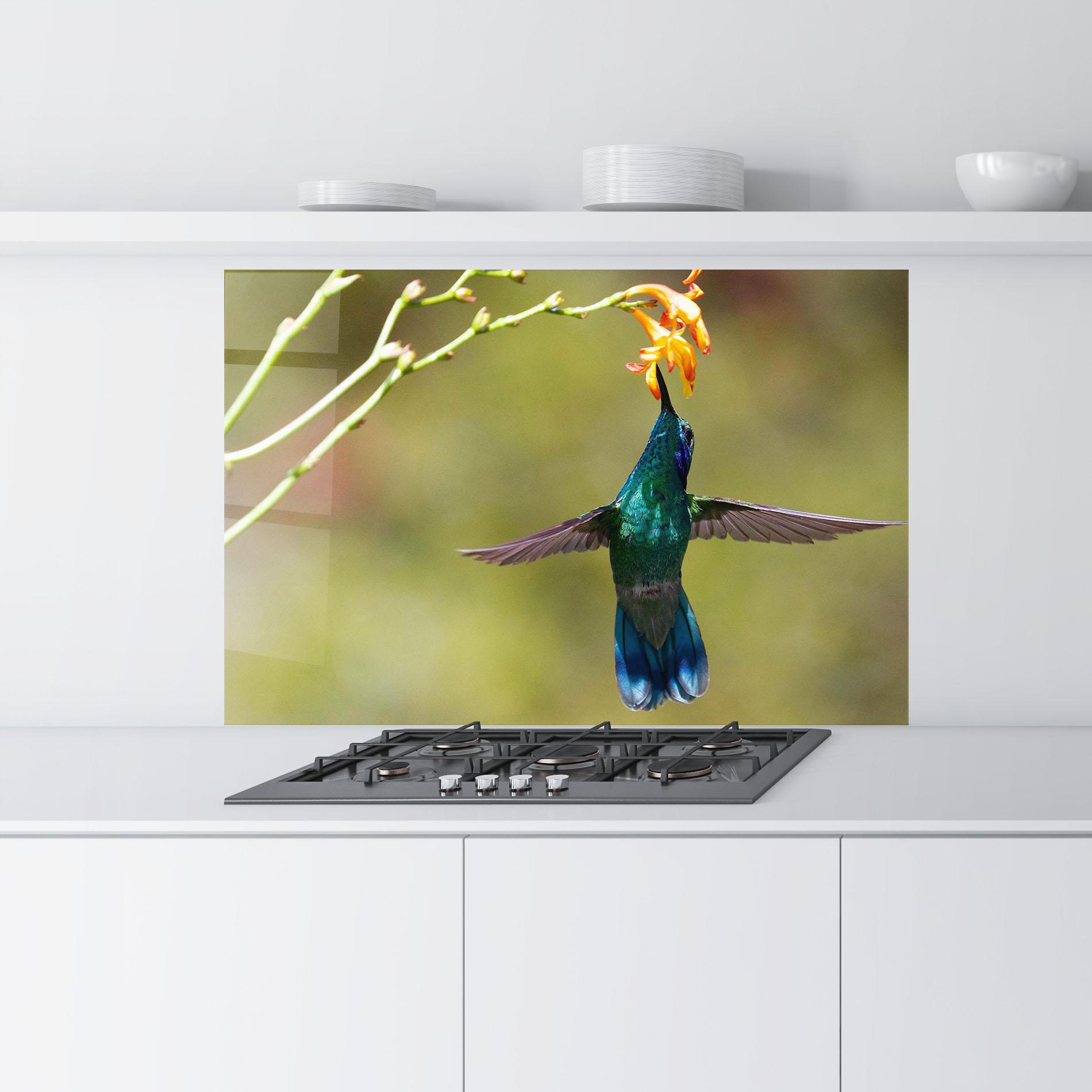 Küchenrückwand Glas Orange Flower Exotic mockup 9