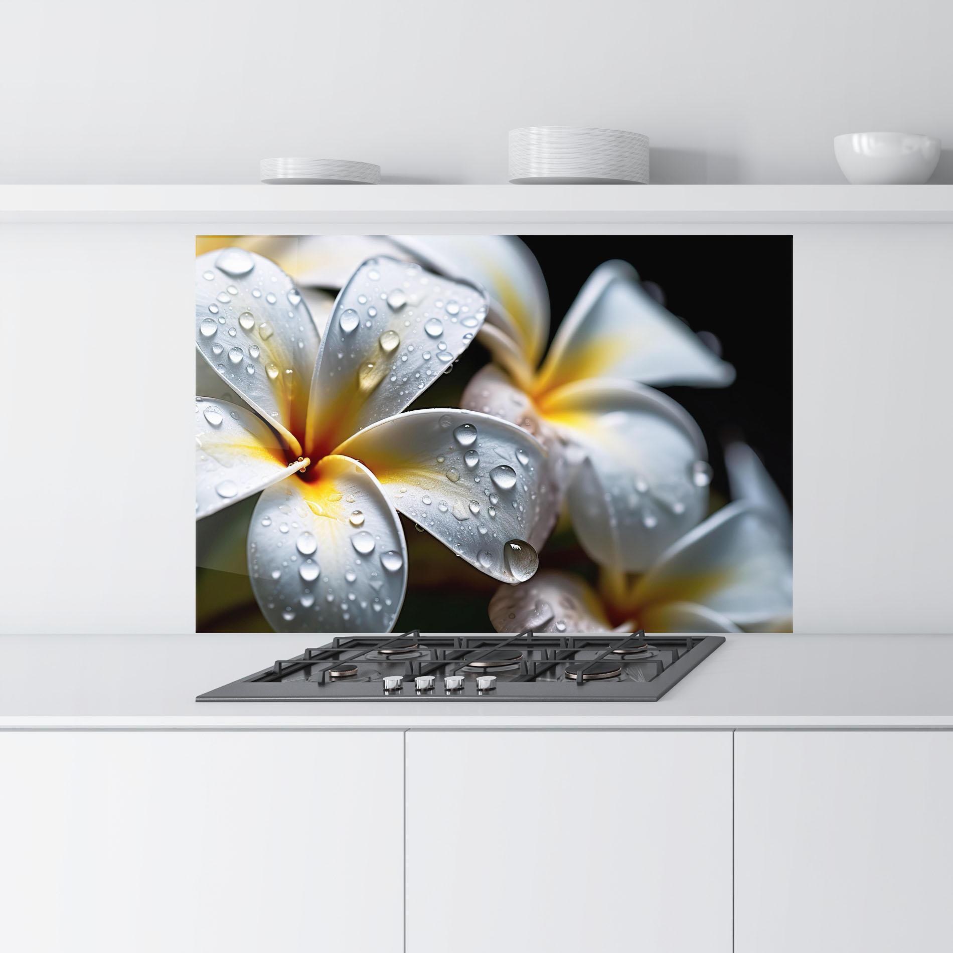 Küchenrückwand Glas Rainy White Exotic mockup 9
