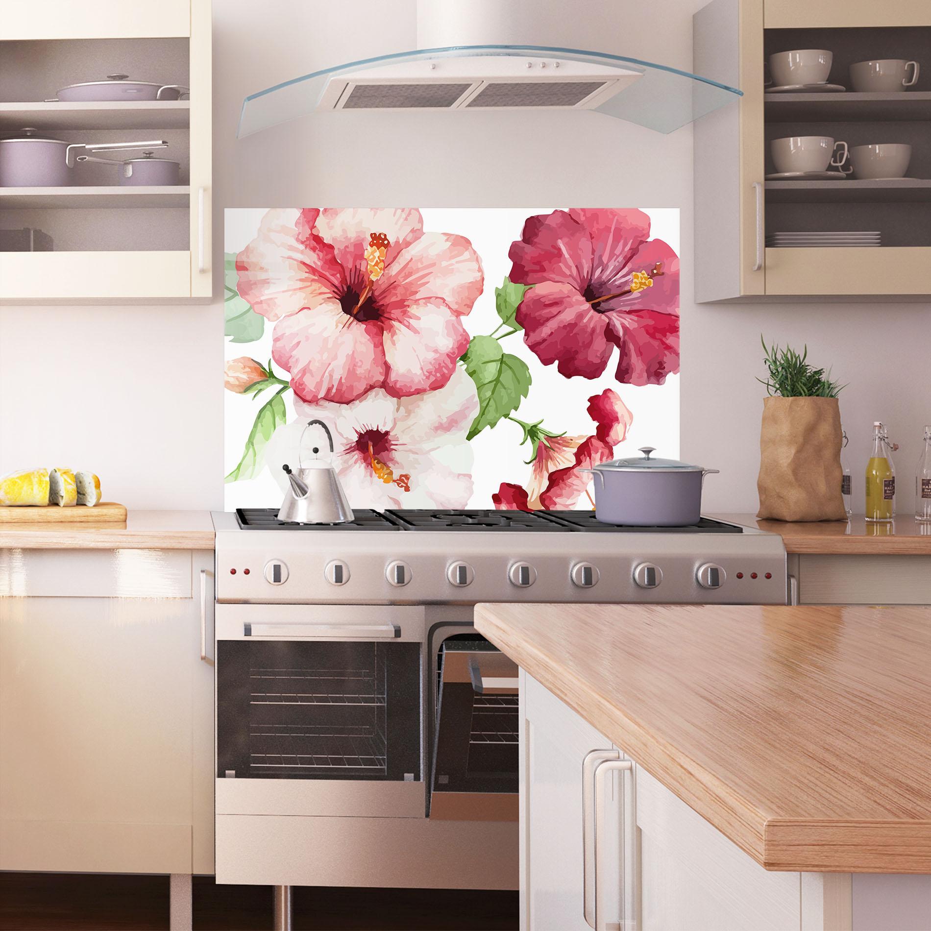 Küchenrückwand Glas Exotic Flower Paint mockup 1