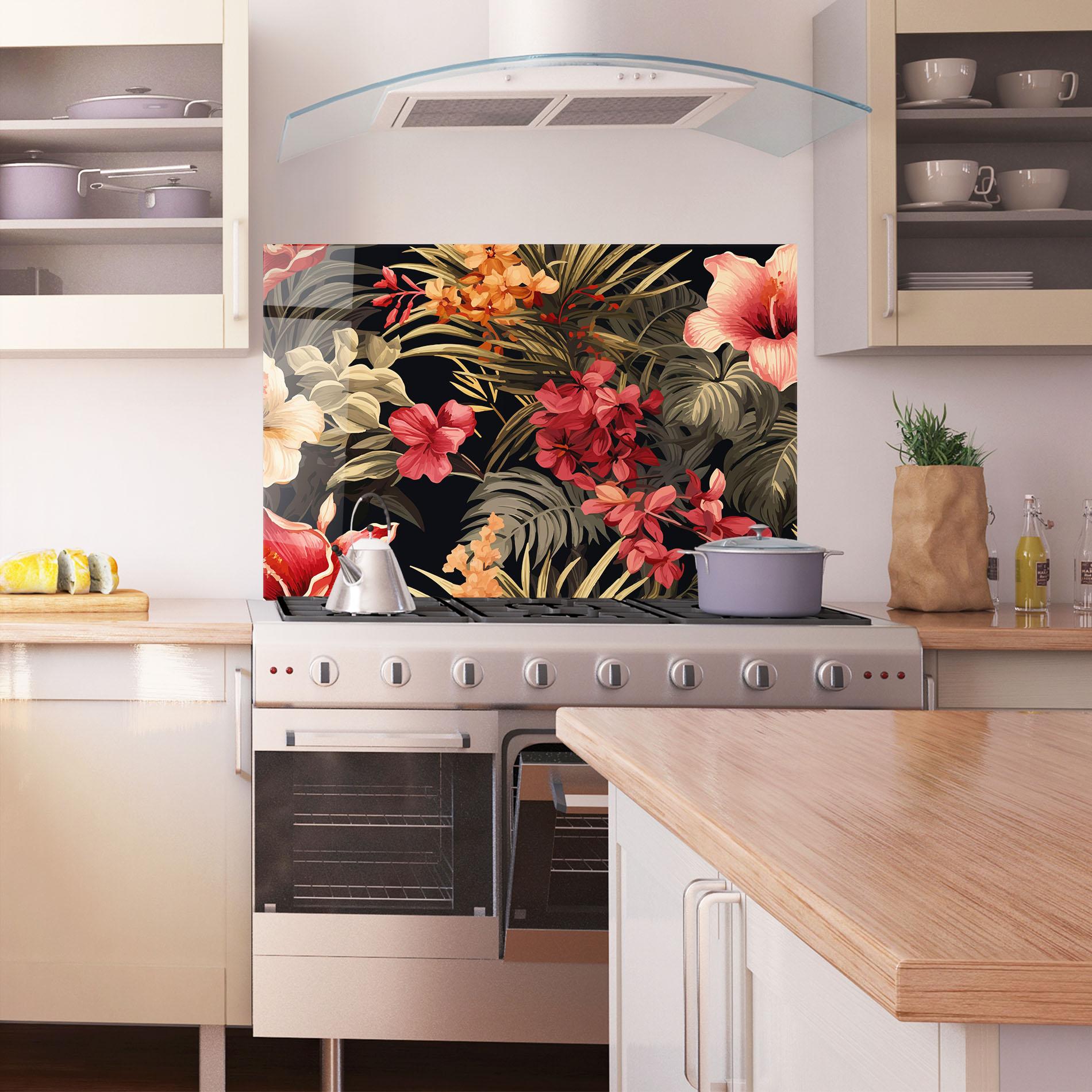 Küchenrückwand Glas Exotic Flower Plant mockup 1