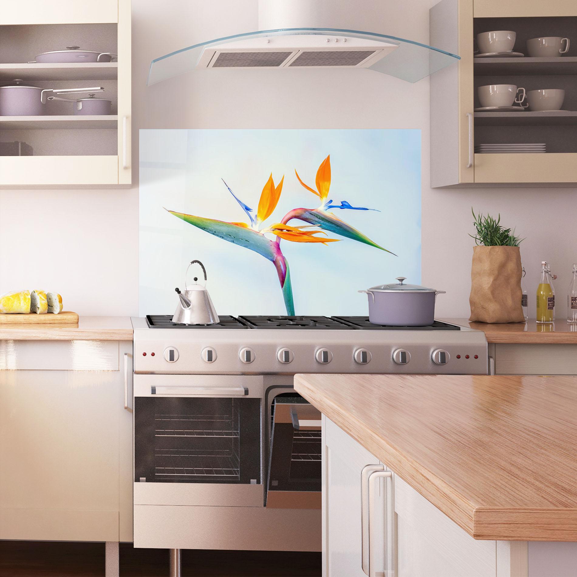 Küchenrückwand Glas Green Orange Exotic mockup 1