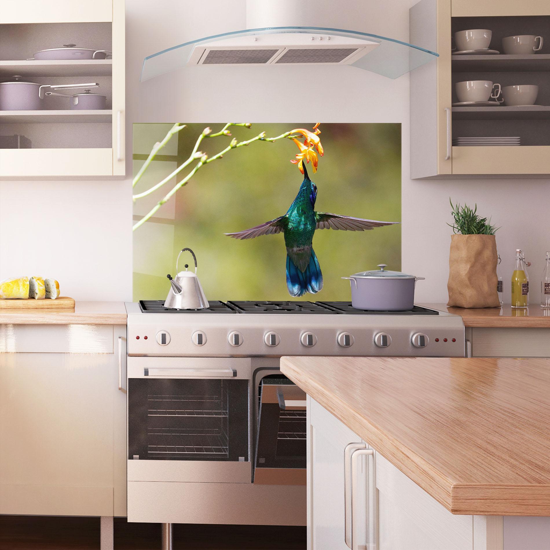 Küchenrückwand Glas Orange Flower Exotic mockup 1