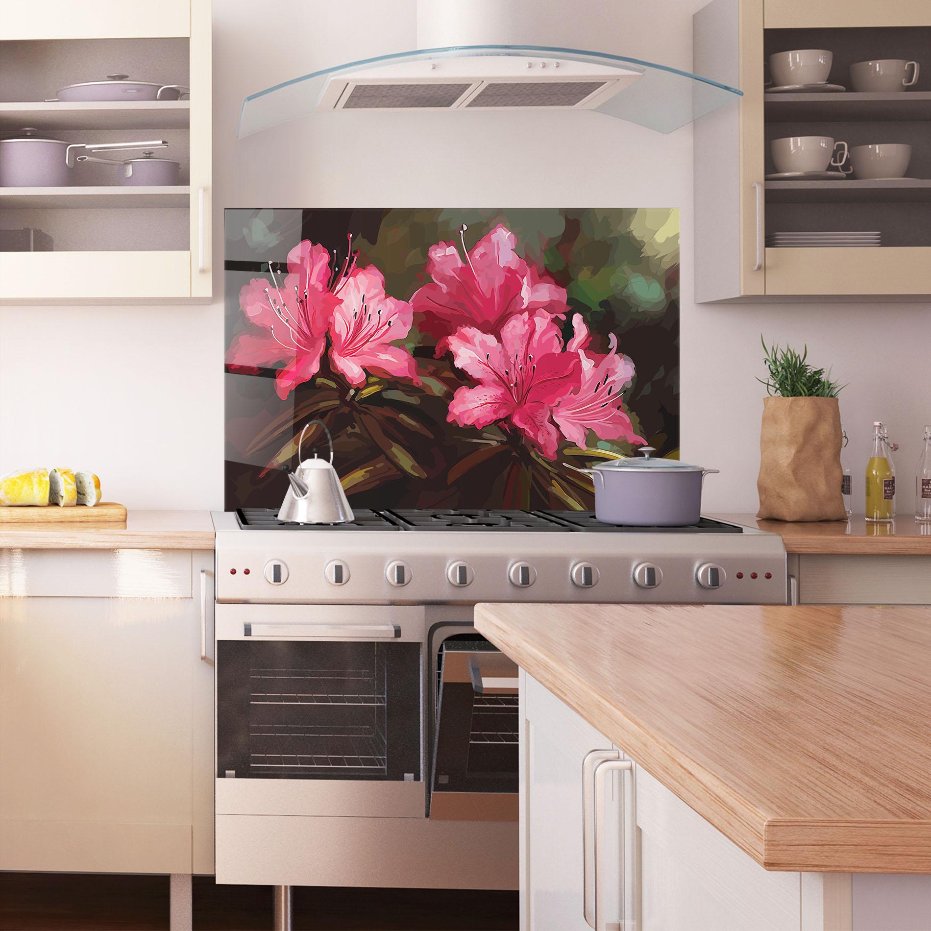 Küchenrückwand Glas Pink Exotic Art mockup 1