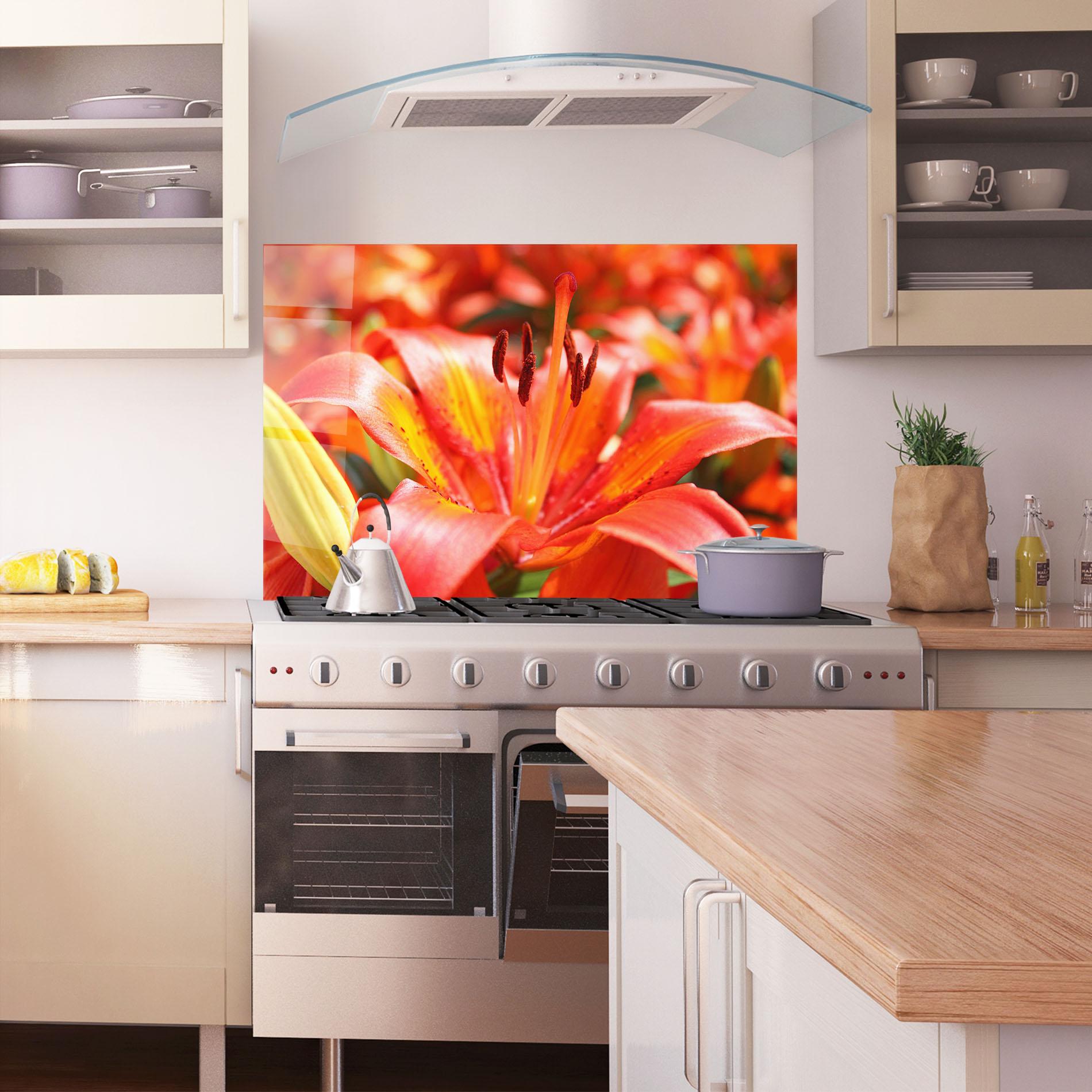 Küchenrückwand Glas Pretty Orange Exotic mockup 1