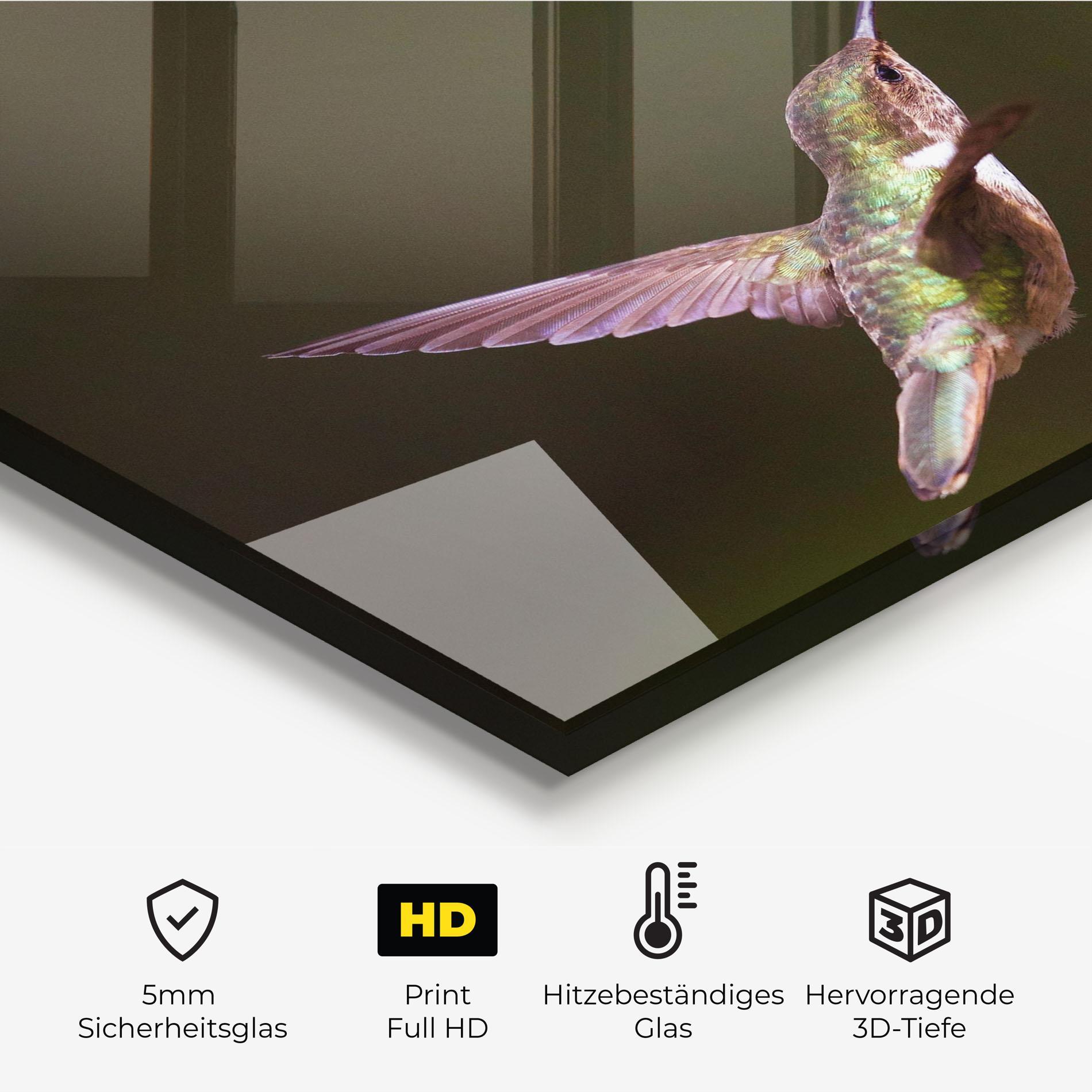 Küchenrückwand Glas Exotic Flower Bird mockup 2