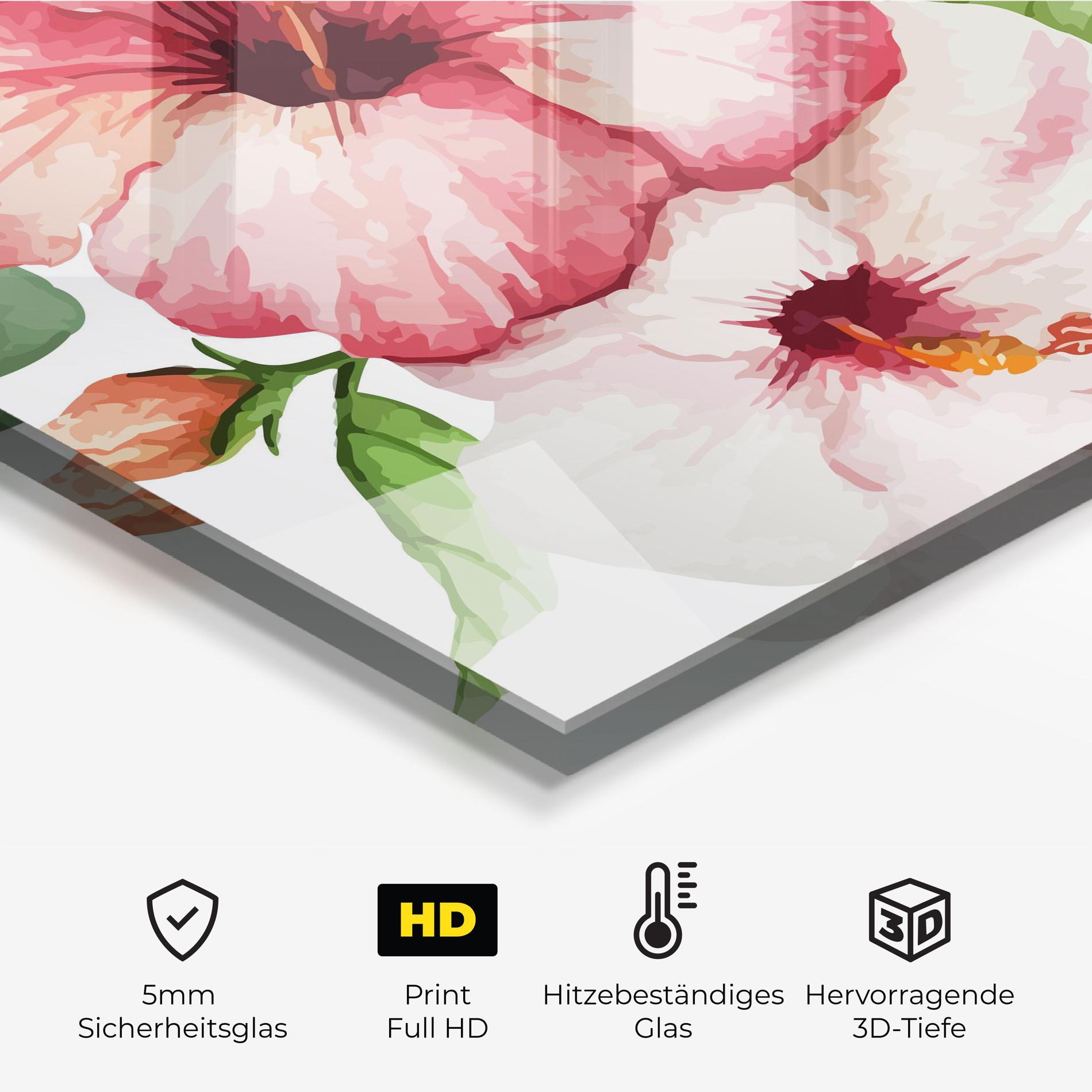 Küchenrückwand Glas Exotic Flower Paint mockup 2