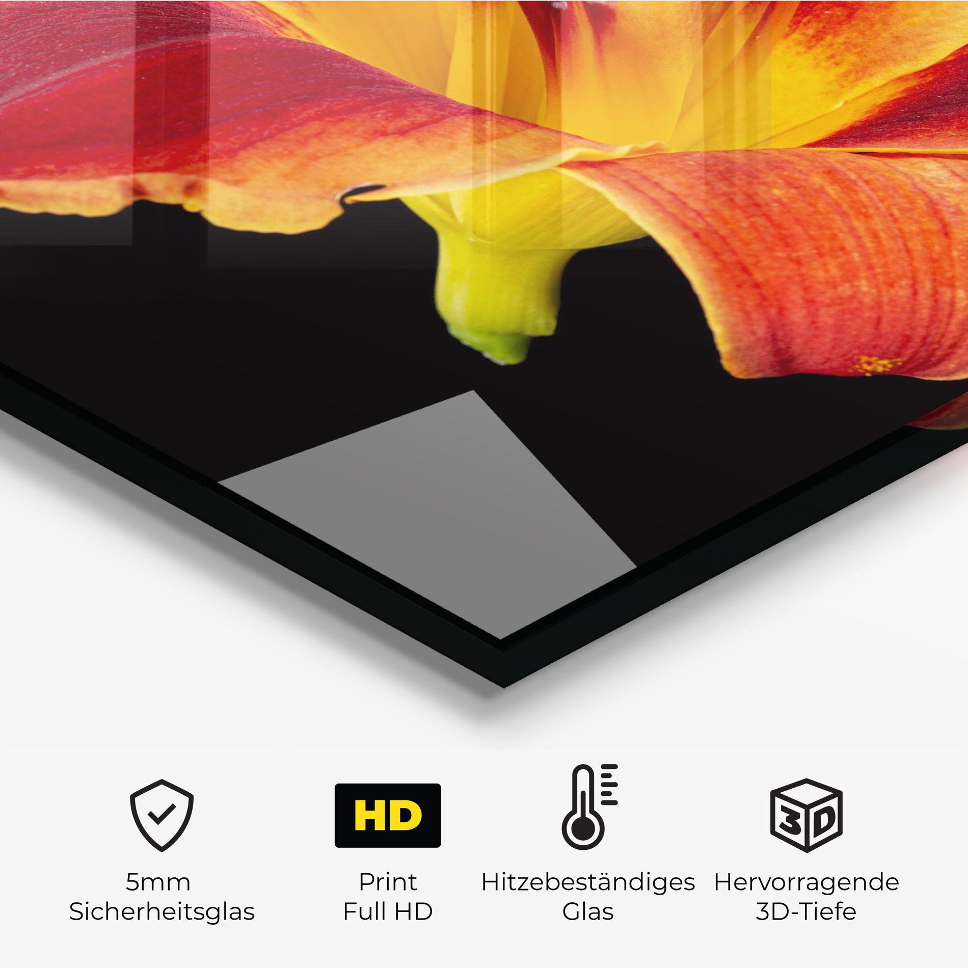 Küchenrückwand Glas Exotic Orange Red mockup 2