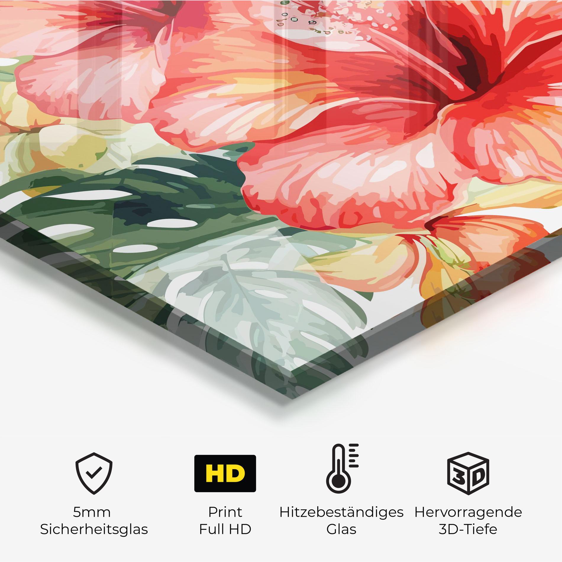 Küchenrückwand Glas Exotic Red Flower mockup 2