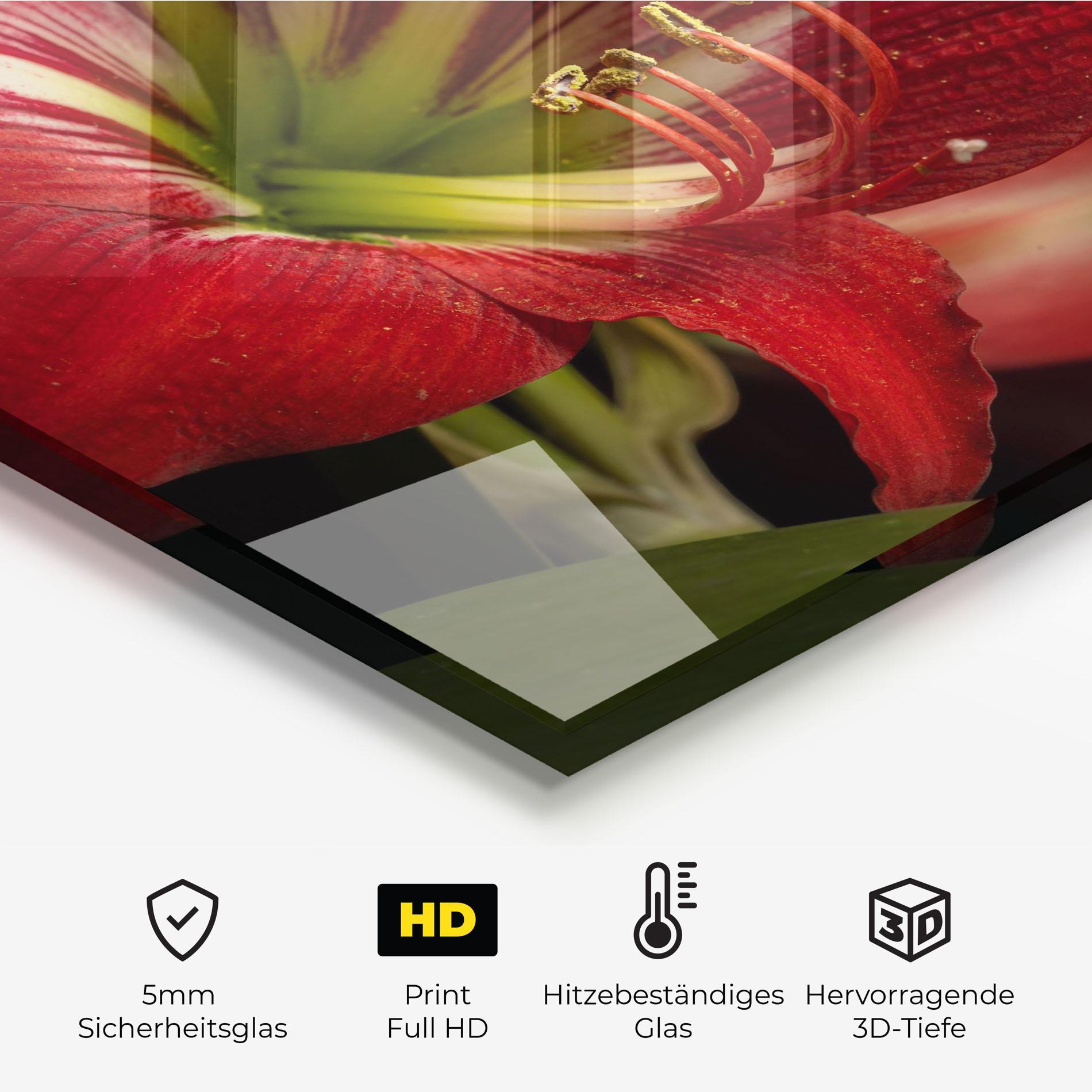 Küchenrückwand Glas Exotic Red Lily mockup 2