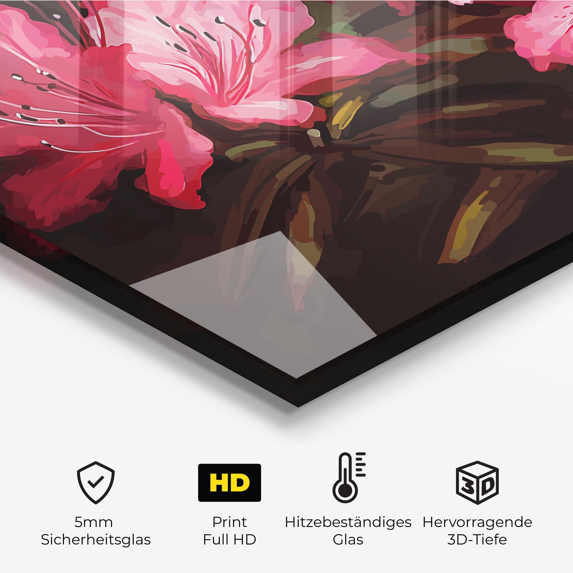 Küchenrückwand Glas Pink Exotic Art mockup 2