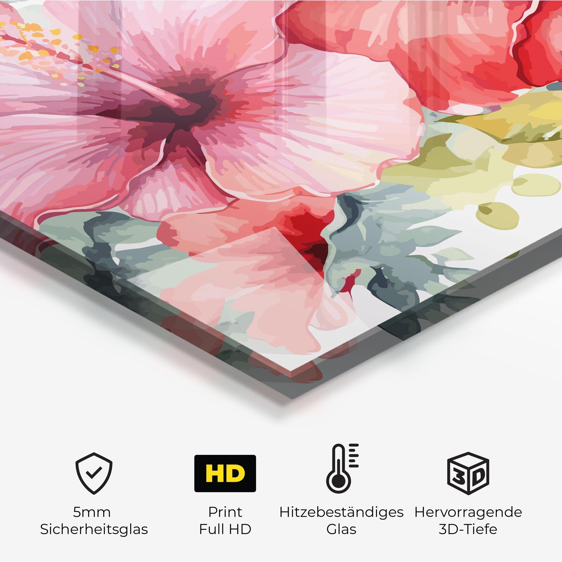 Küchenrückwand Glas Pink Red Exotic mockup 2