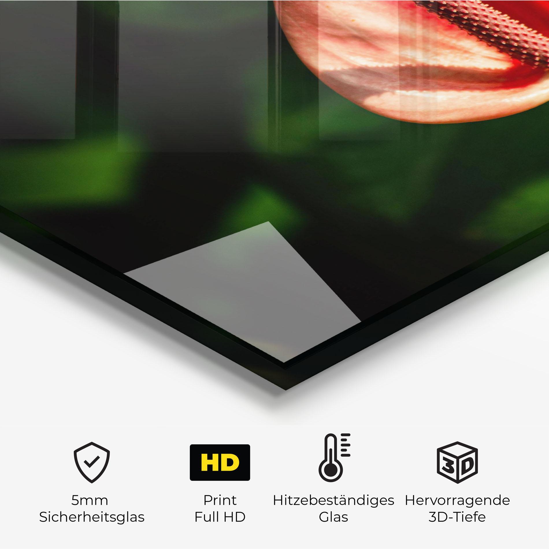 Küchenrückwand Glas Plant Exotic Red mockup 2