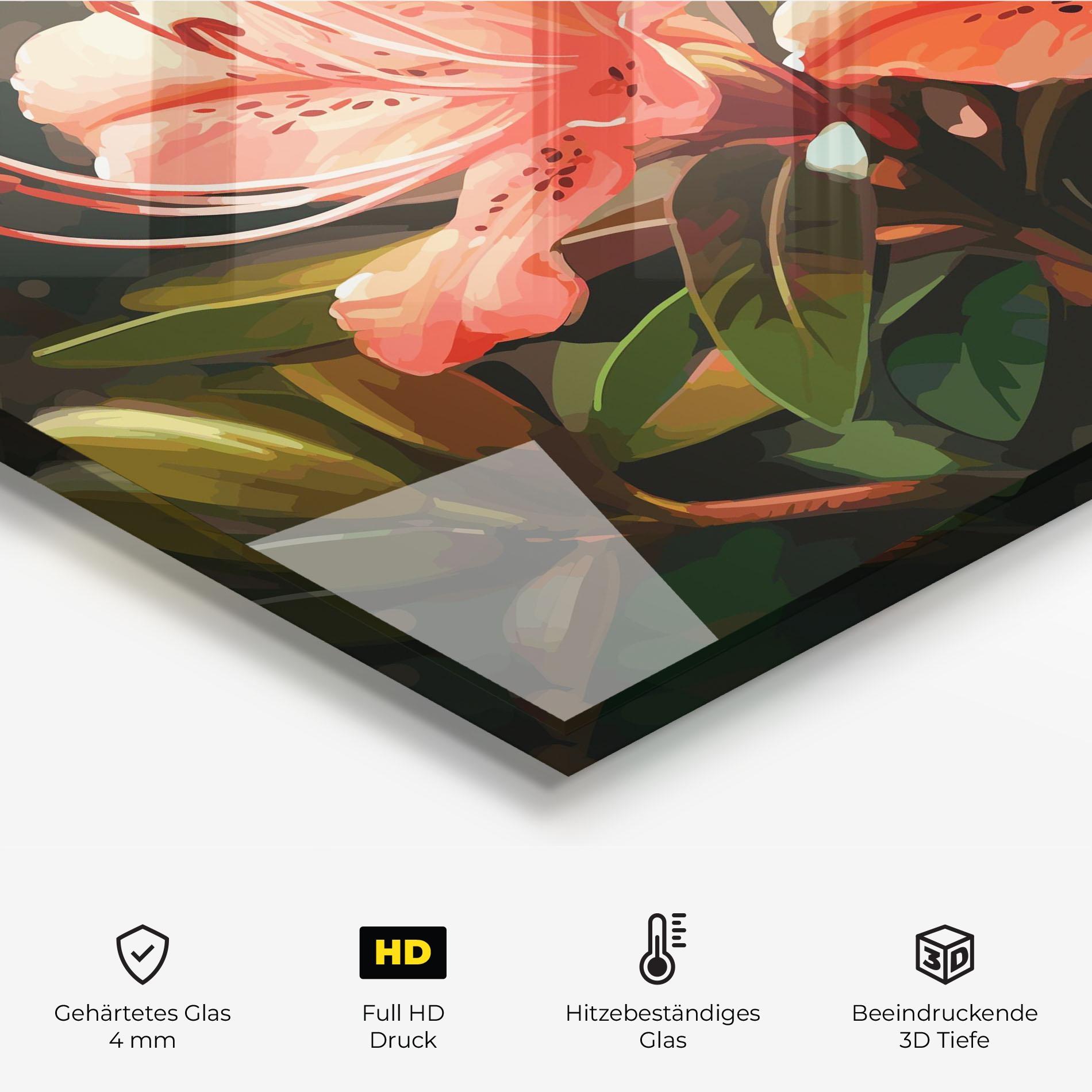 Küchenrückwand Glas Dreamy Exotic Flower mockup 2