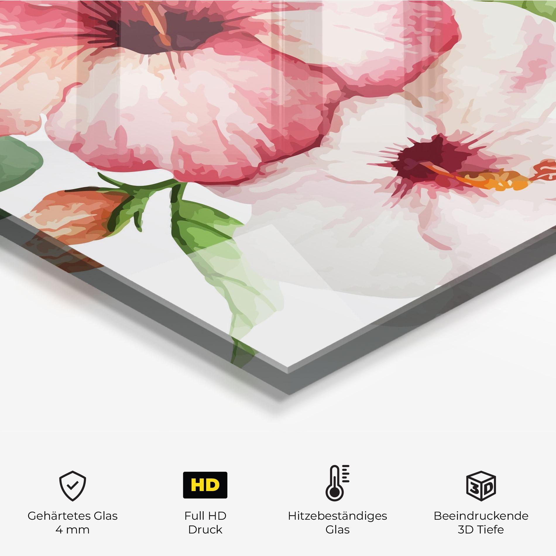 Küchenrückwand Glas Exotic Flower Paint mockup 2