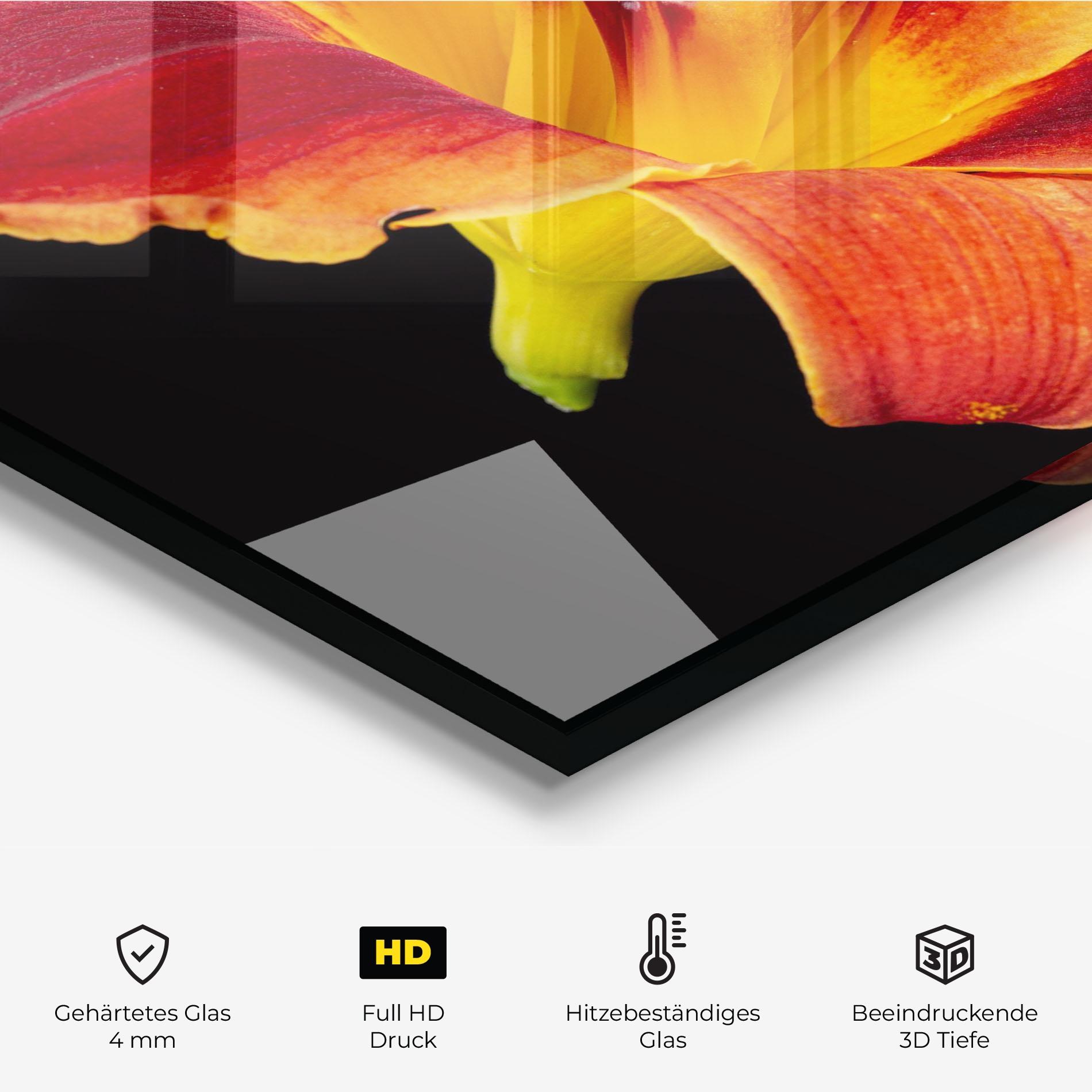 Küchenrückwand Glas Exotic Orange Red mockup 2