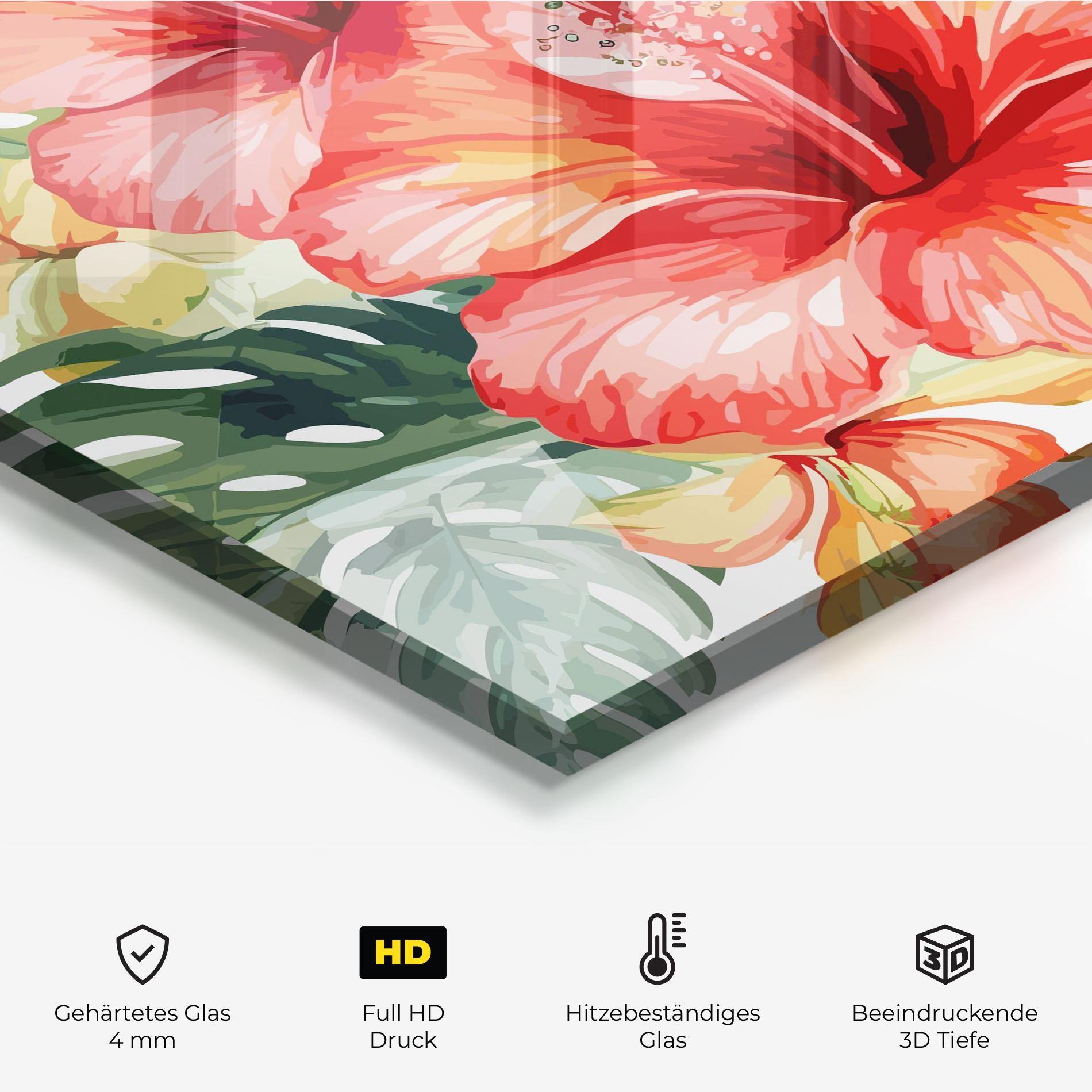 Küchenrückwand Glas Exotic Red Flower mockup 2